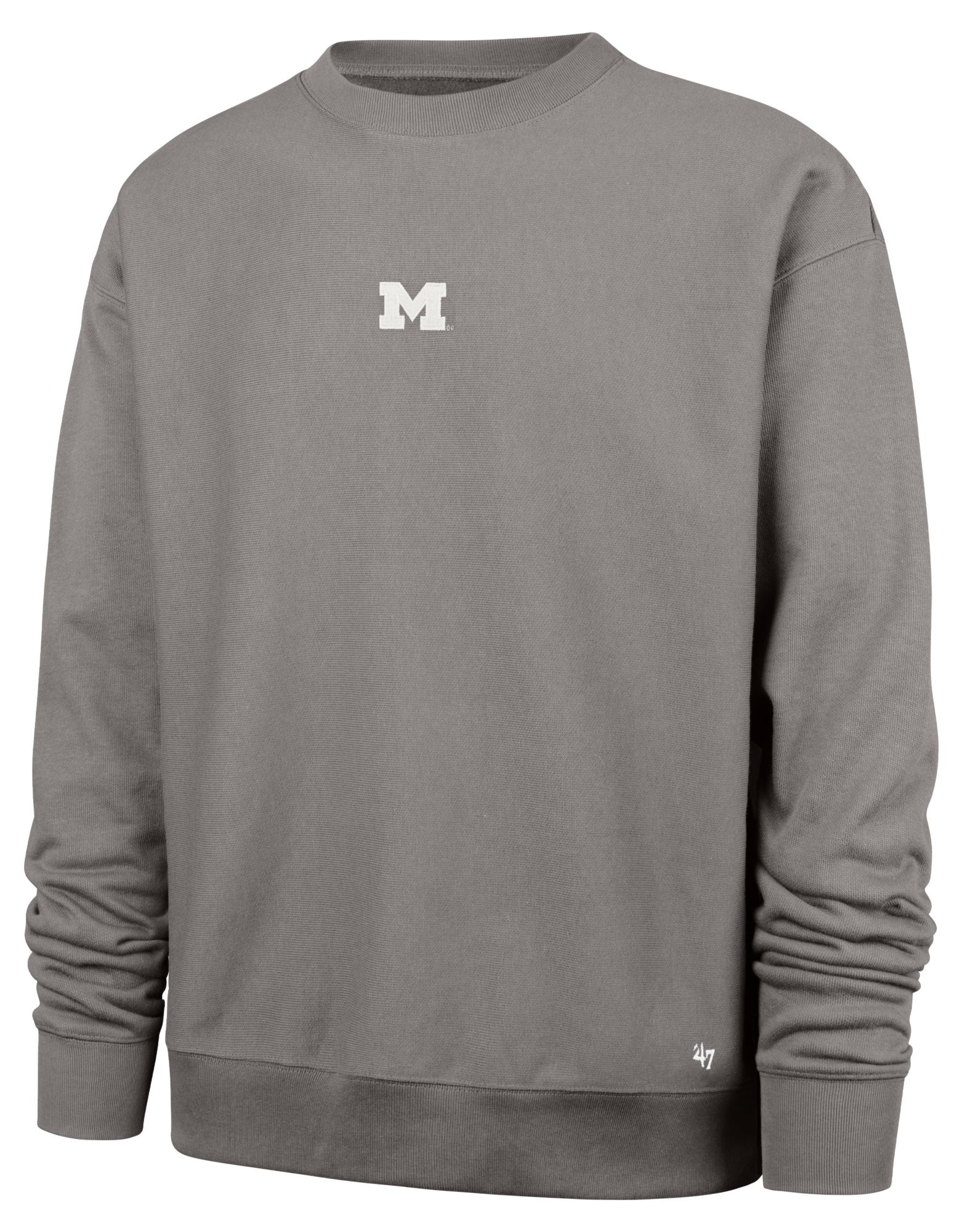 '47 Men's Michigan Wolverines Wolf Grey Offside Crew Pullover Sweatshirt product image