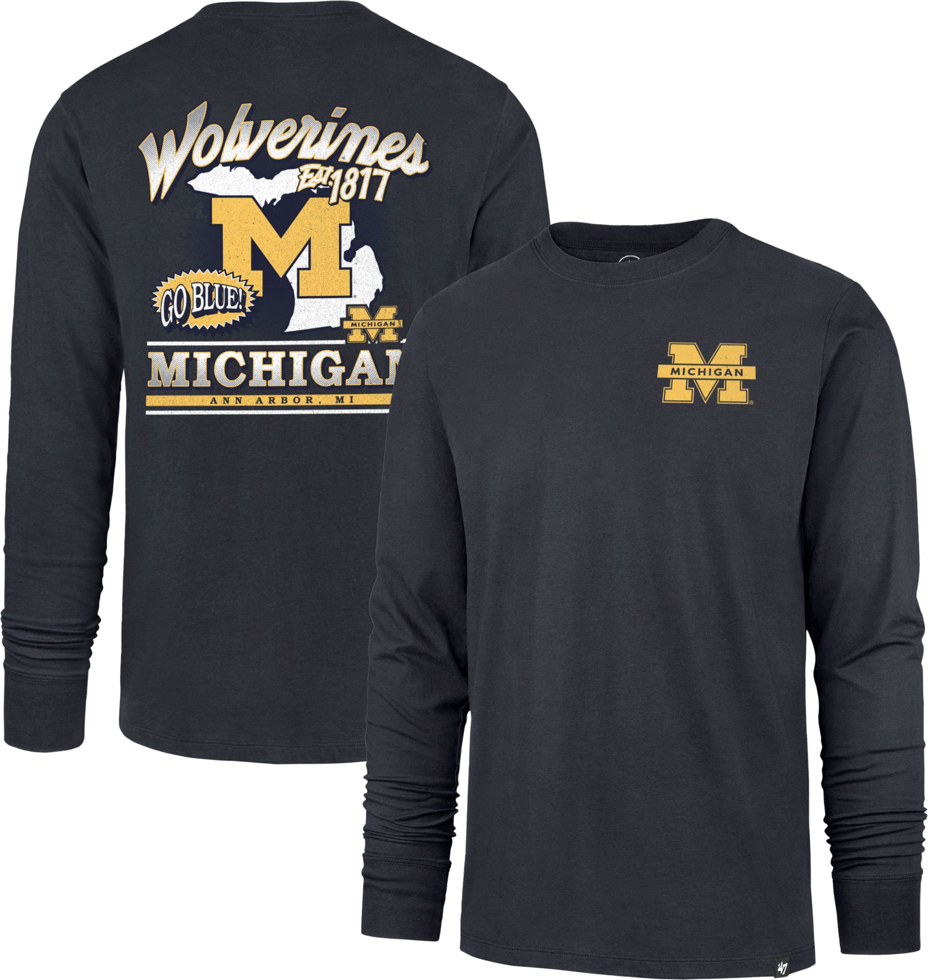 '47 Men's Michigan Wolverines Atlas Blue Regional Backer Long Sleeve T-Shirt product image