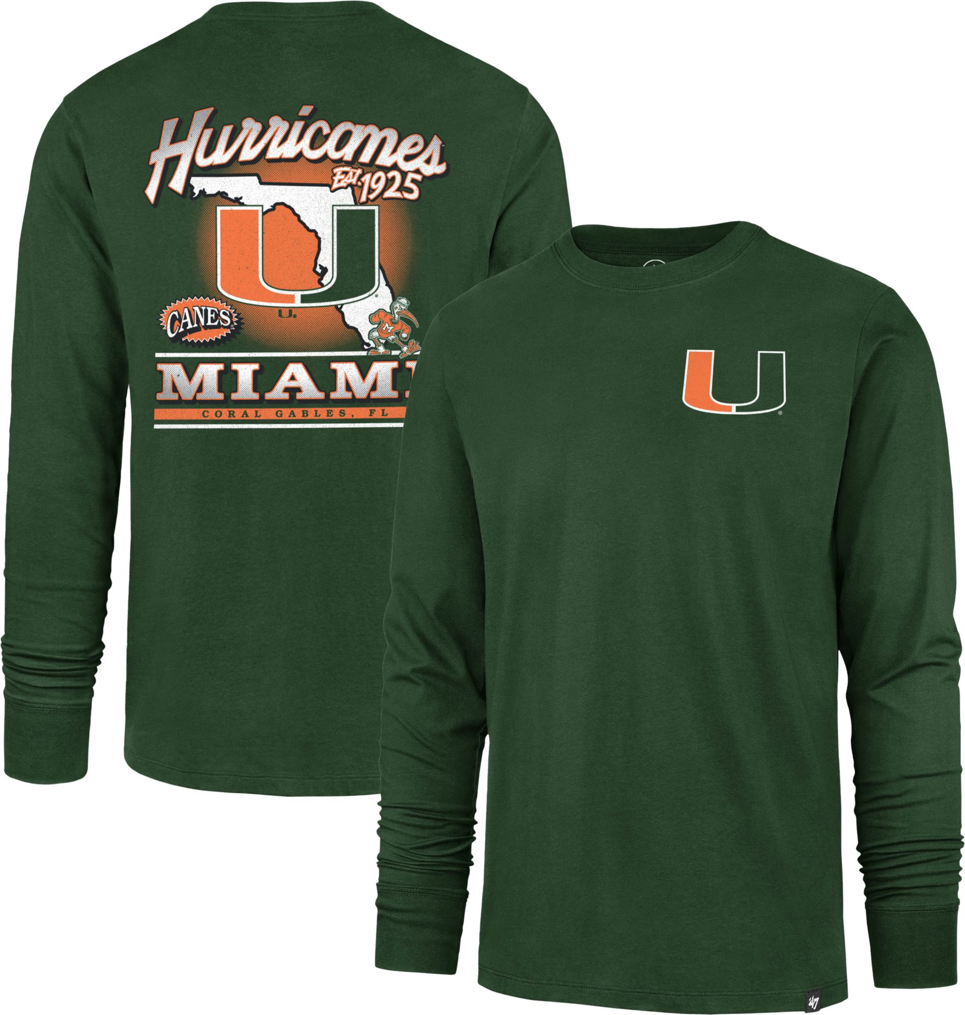 '47 Men's Miami (FL) Hurricanes Elm Green Regional Backer Long Sleeve T-Shirt product image