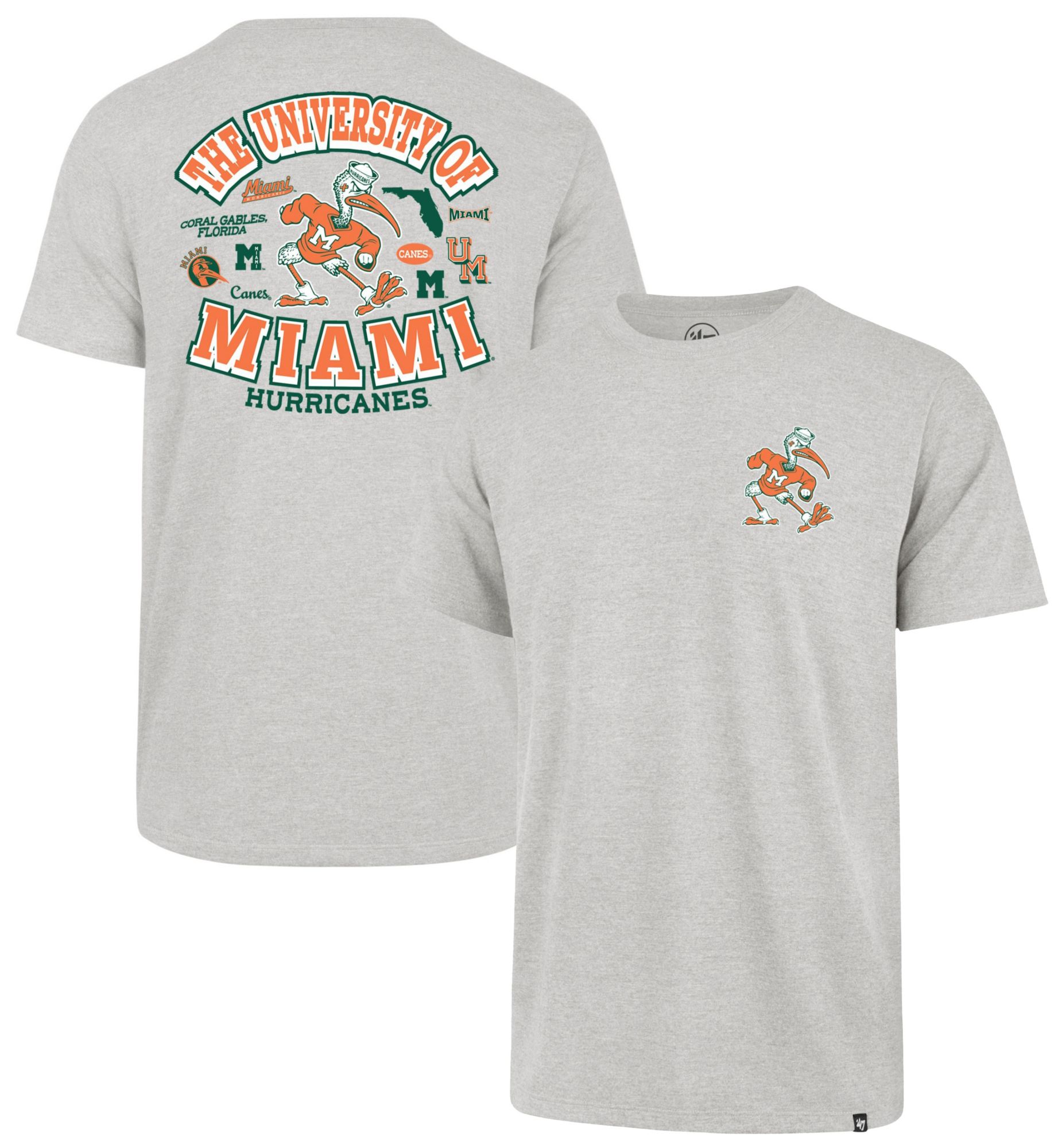 '47 Men's Miami Hurricanes Grey Regional Backer Short Sleeve T-Shirt product image