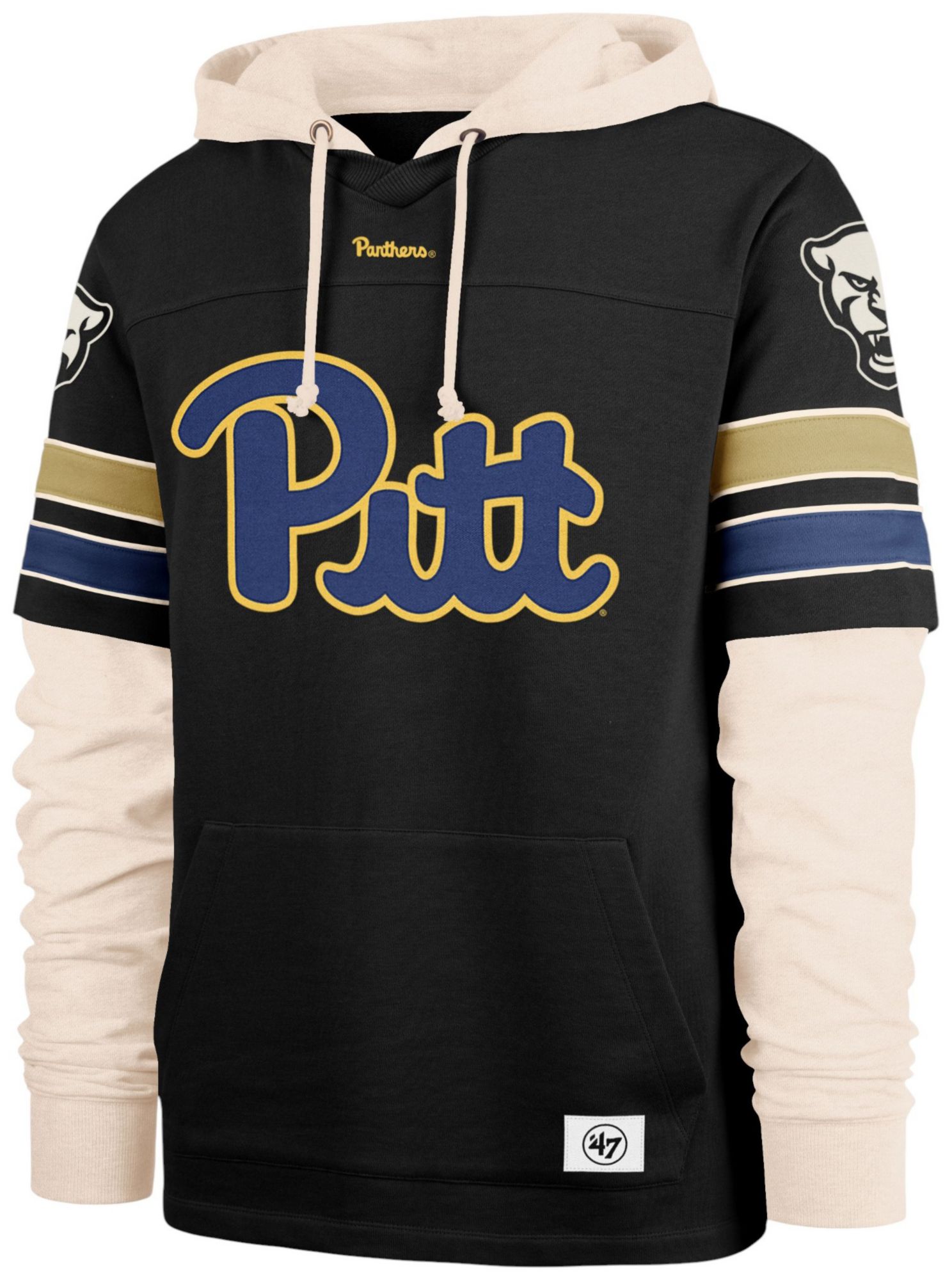 '47 Men's Pitt Panthers Black Split Zone Cornerback Lacer Pullover Hoodie product image