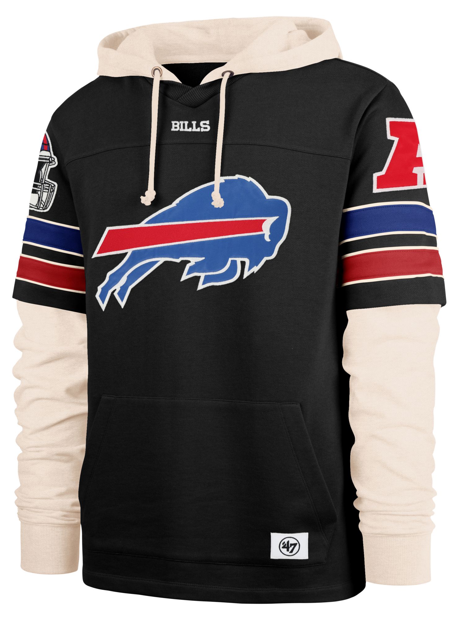 '47 Men's Buffalo Bills Black Split Zone Lacer Pullover Hoodie product image