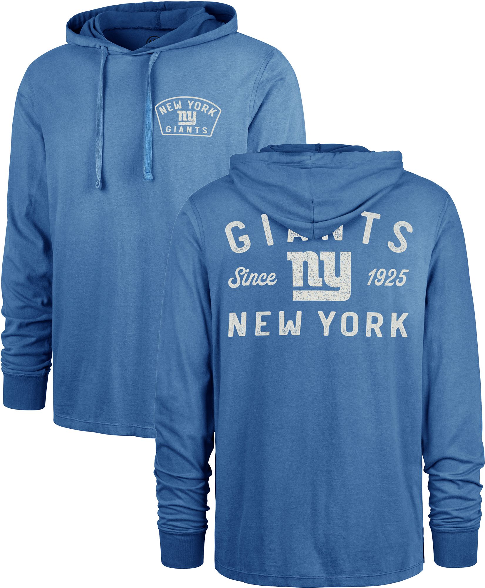 '47 Men's New York Giants Blue Overhand Long Sleeve Hoodie T-Shirt product image