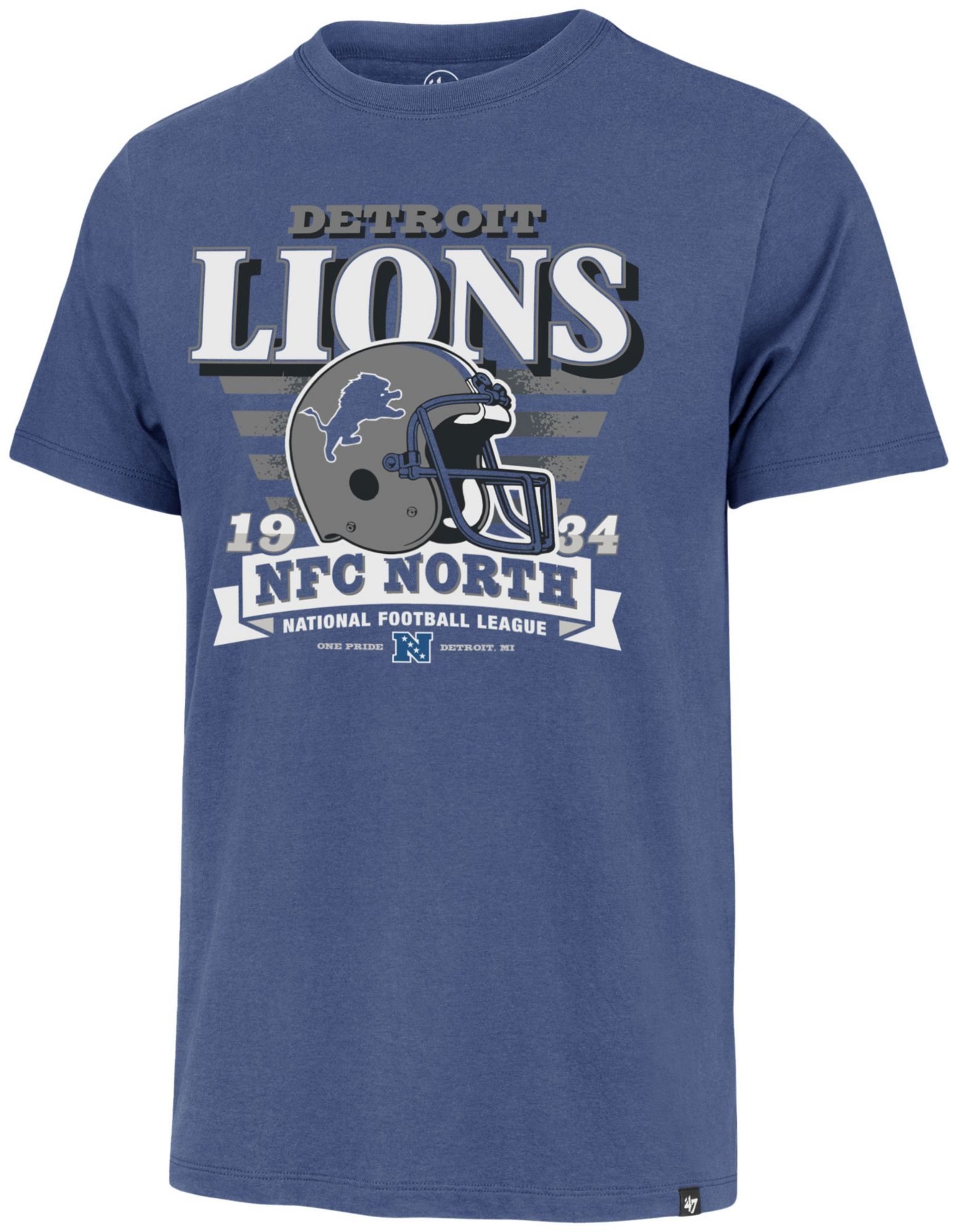 '47 Men's Detroit Lions Blue Stripe Splash T-Shirt product image