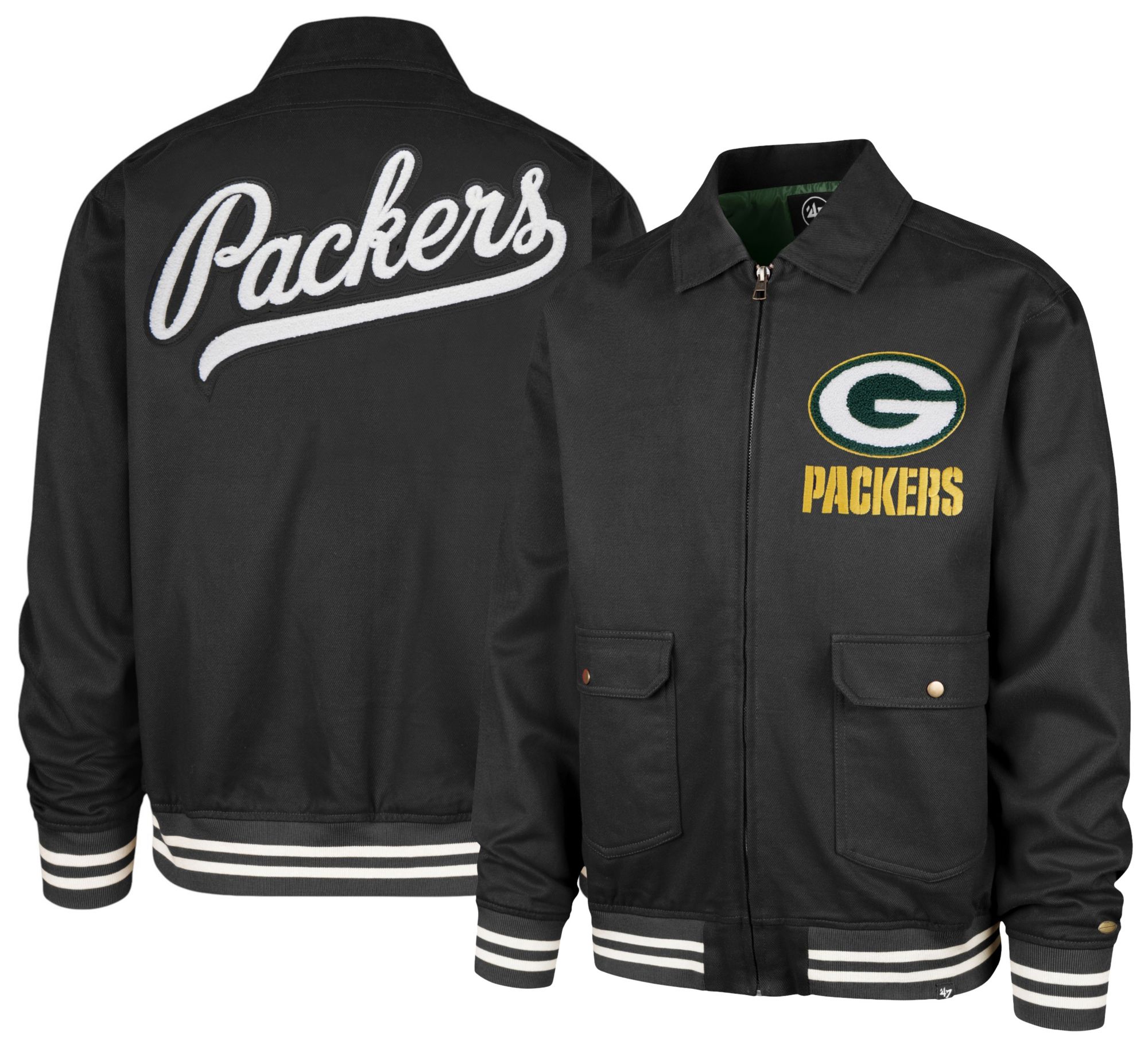 '47 Men's Green Bay Packers Grey Homestead Full-Zip Jacket product image