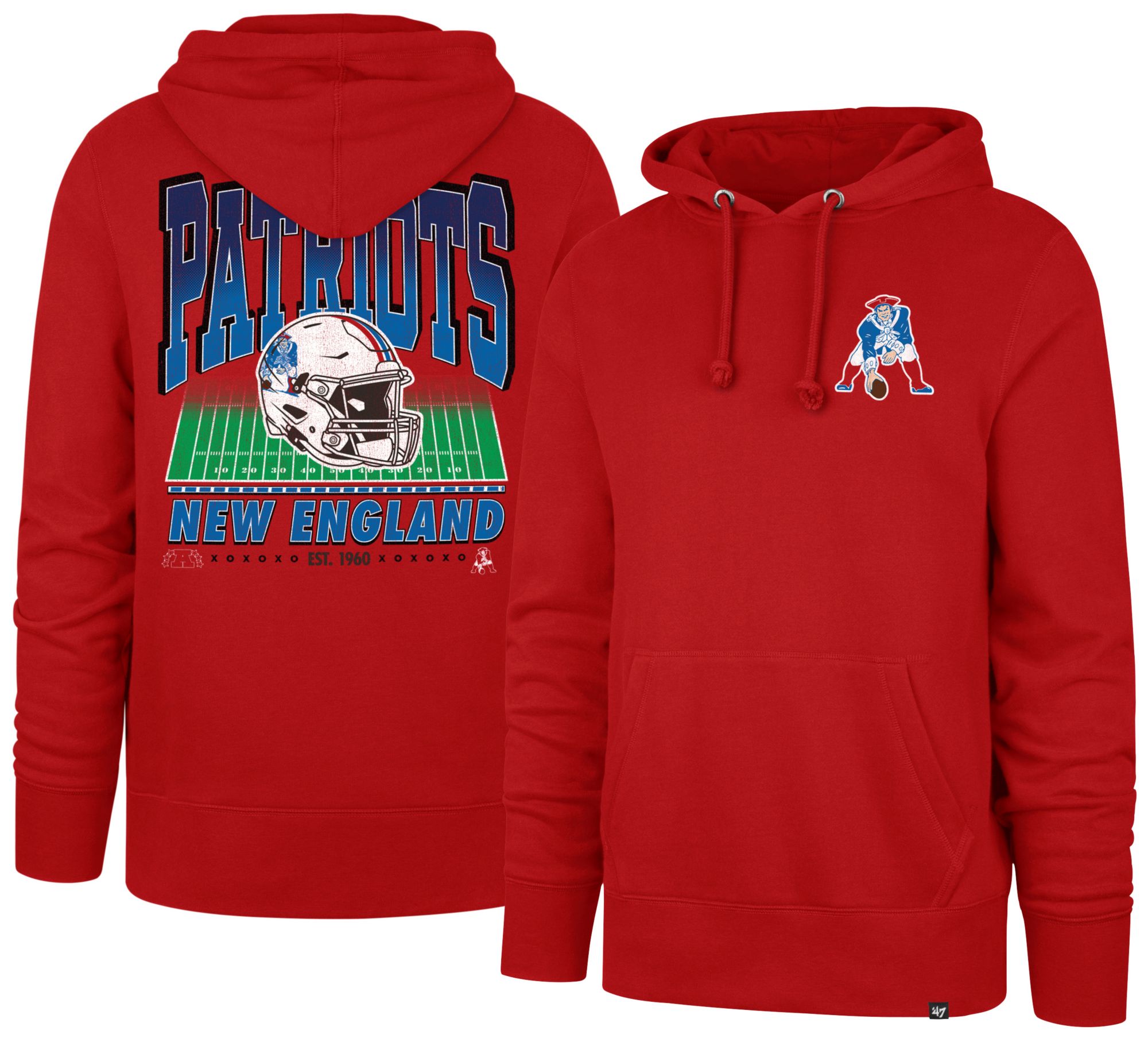 '47 Men's New England Patriots Red Straight Shot Pullover Hoodie product image