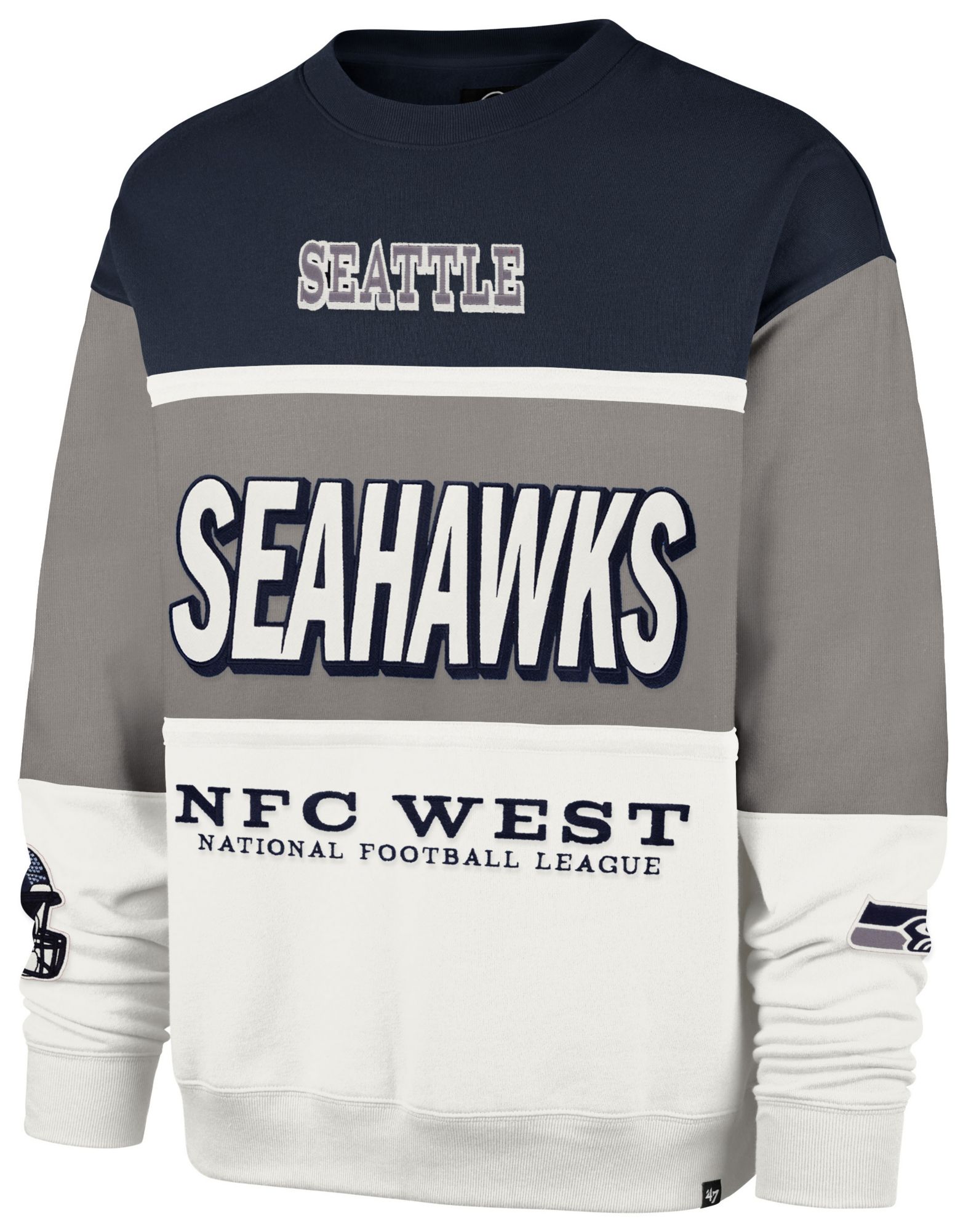 '47 Men's Seattle Seahawks Wolf Grey On 5 Max Crewneck Sweatshirt product image