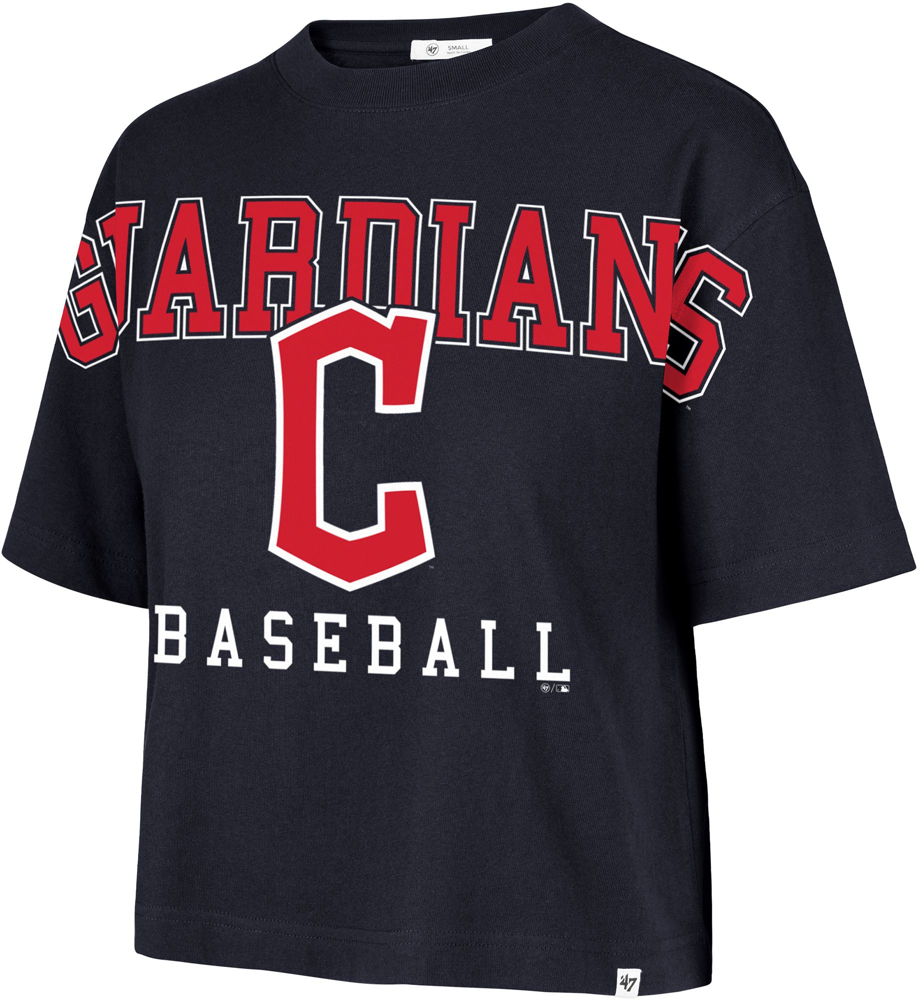 '47 Women's Cleveland Guardians Navy Foundation Cropped T-Shirt product image