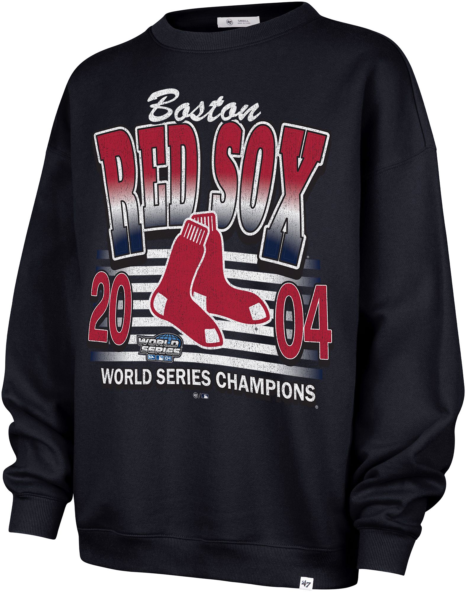'47 Women's Boston Red Sox Navy Tubular Vibe Check Crew Pullover Sweatshirt product image