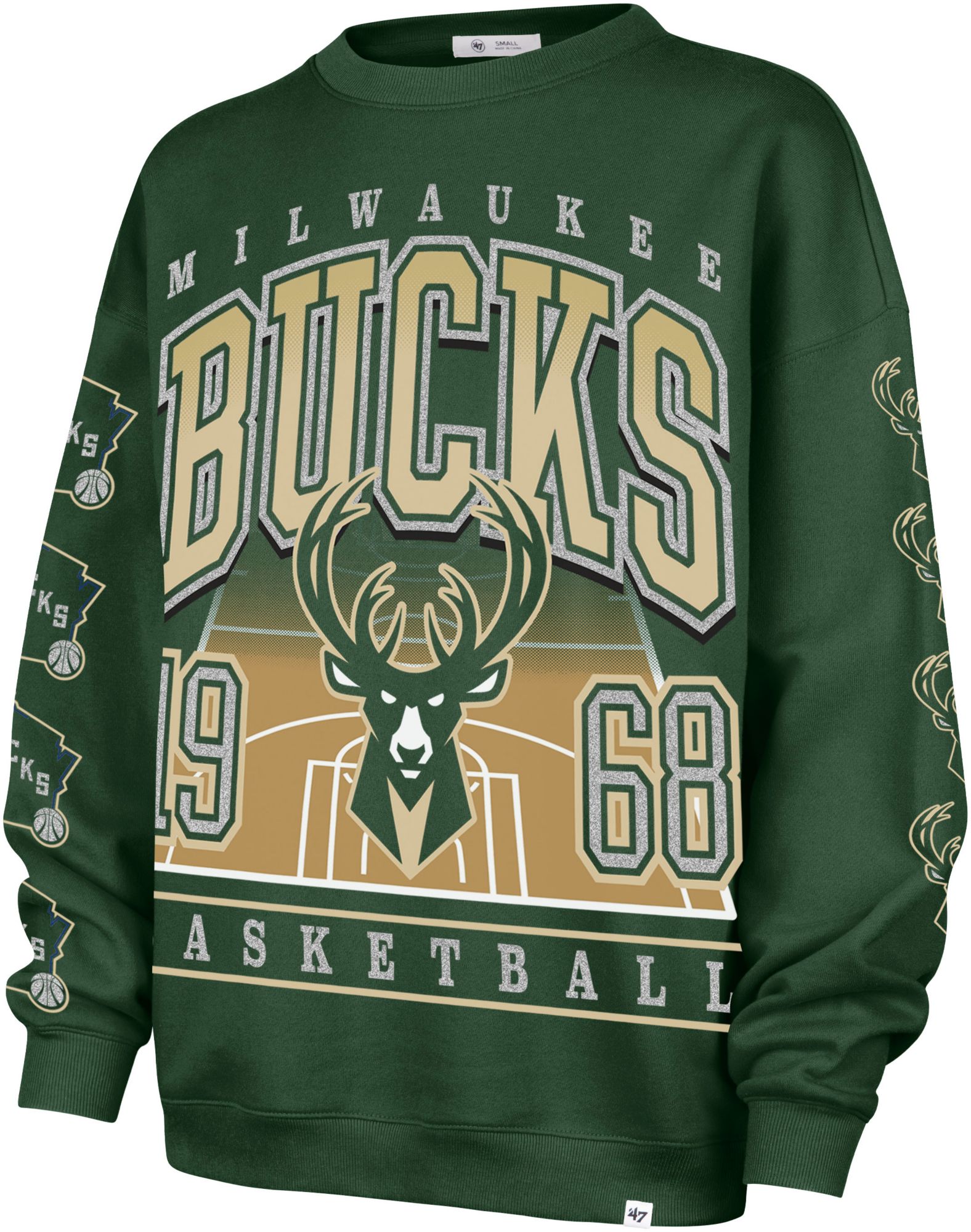 '47 Women's Milwaukee Bucks Green Go Big Oversized Crewneck Sweatshirt product image