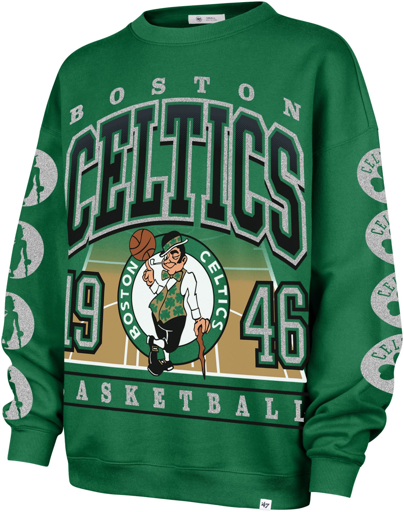 '47 Women's Boston Celtics Green Go Big Oversized Crewneck Sweatshirt product image