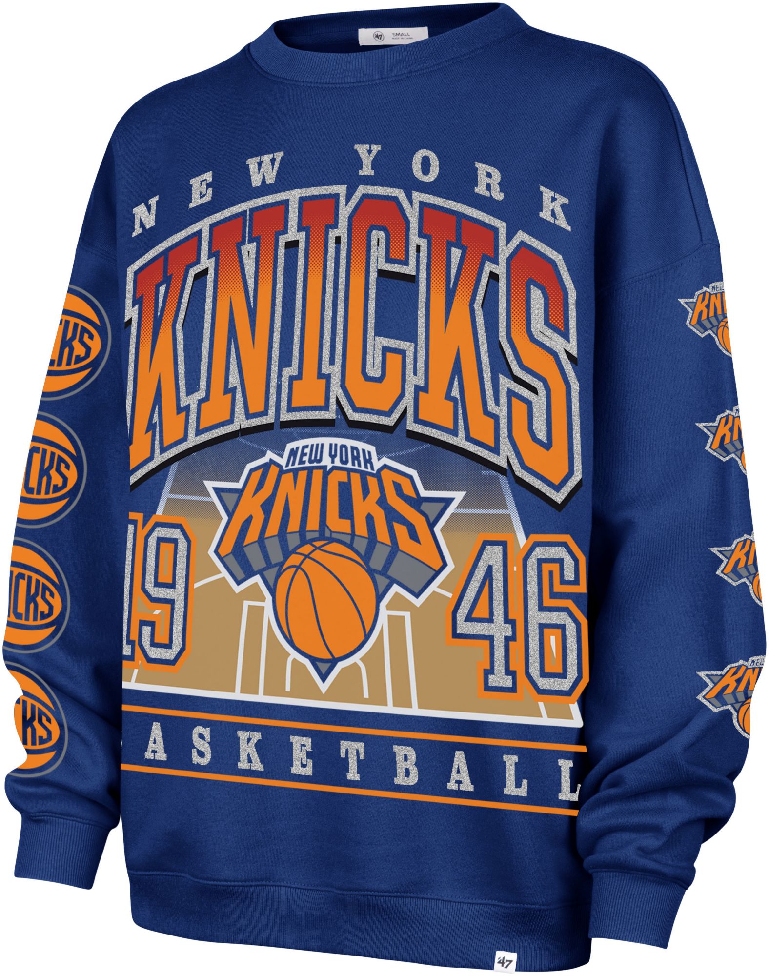 '47 Women's New York Knicks Blue Go Big Oversized Crewneck Sweatshirt product image