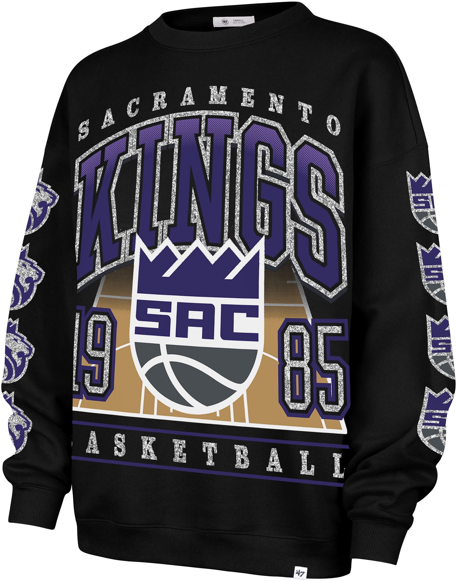 '47 Women's Sacramento Kings Black Go Big Oversized Crewneck Sweatshirt product image