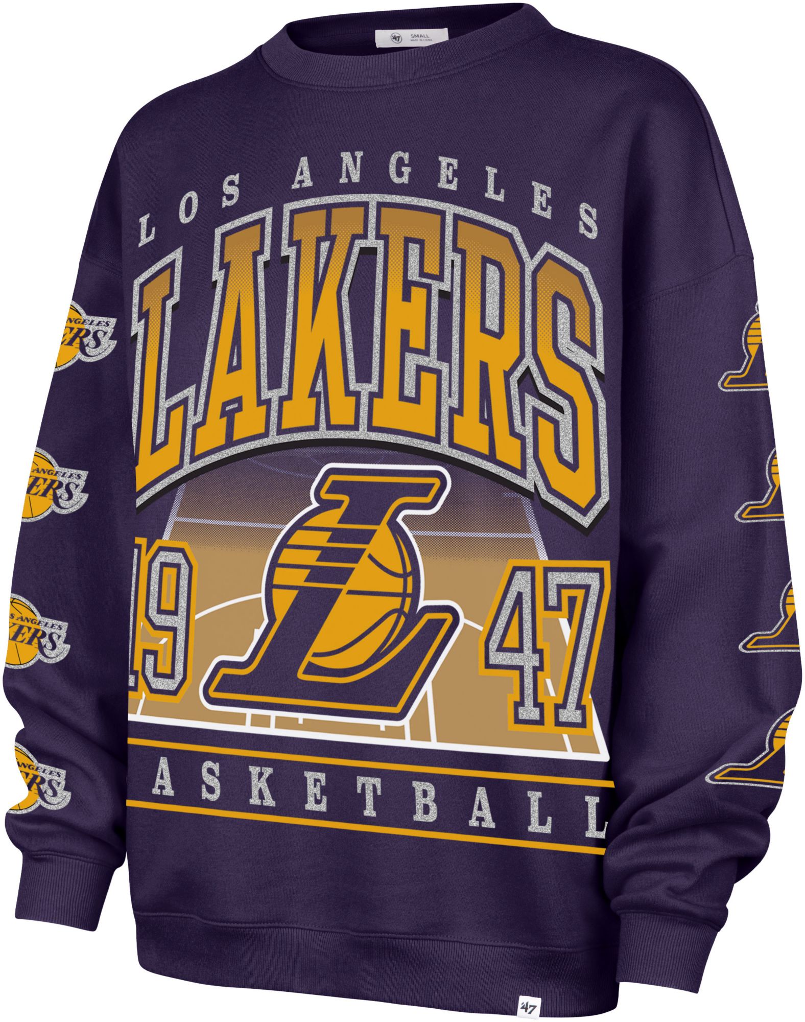 '47 Women's Los Angeles Lakers Purple Go Big Oversized Crewneck Sweatshirt product image