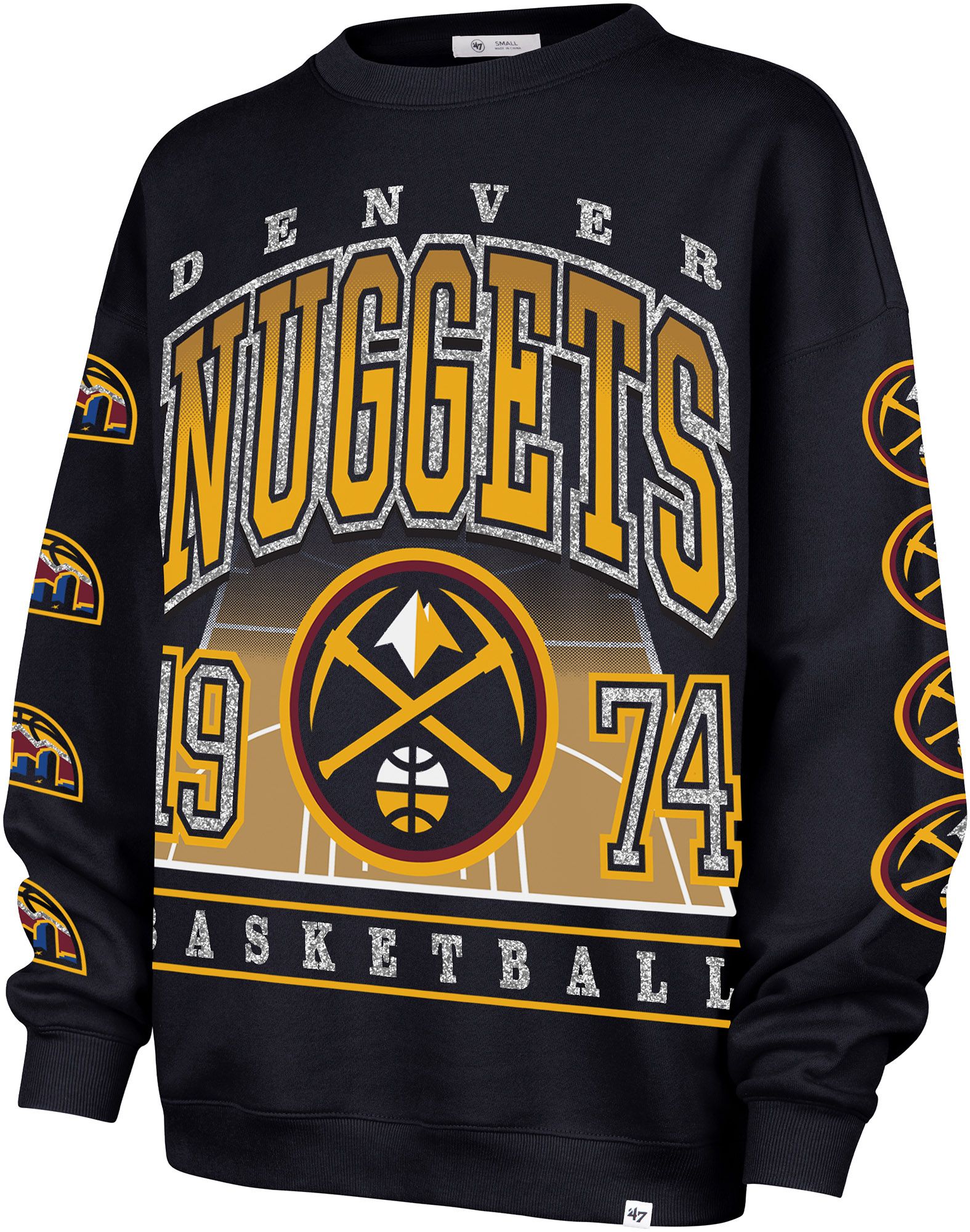 '47 Women's Denver Nuggets Navy Go Big Oversized Crewneck Sweatshirt product image