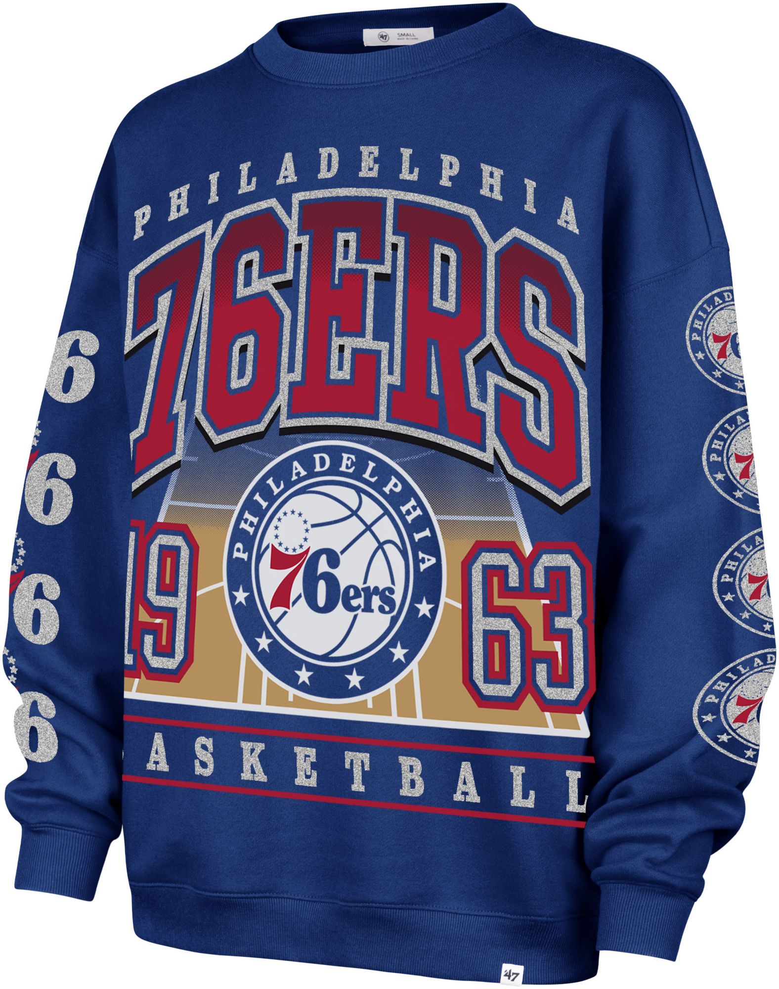 '47 Women's Philadelphia 76ers Blue Go Big Oversized Crewneck Sweatshirt product image