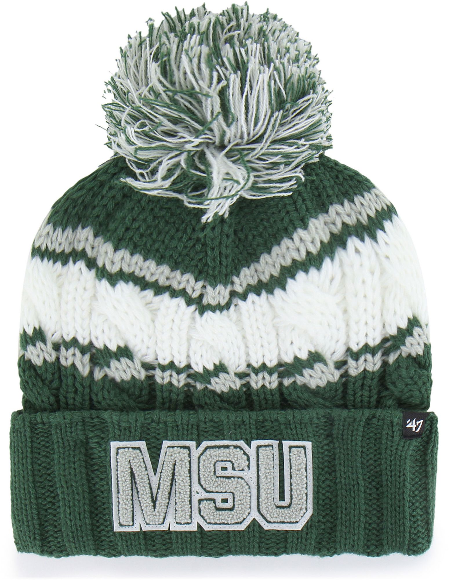 '47 Women's Michigan State Spartans Dark Green Emma Cuffed Knit Pom Beanie product image