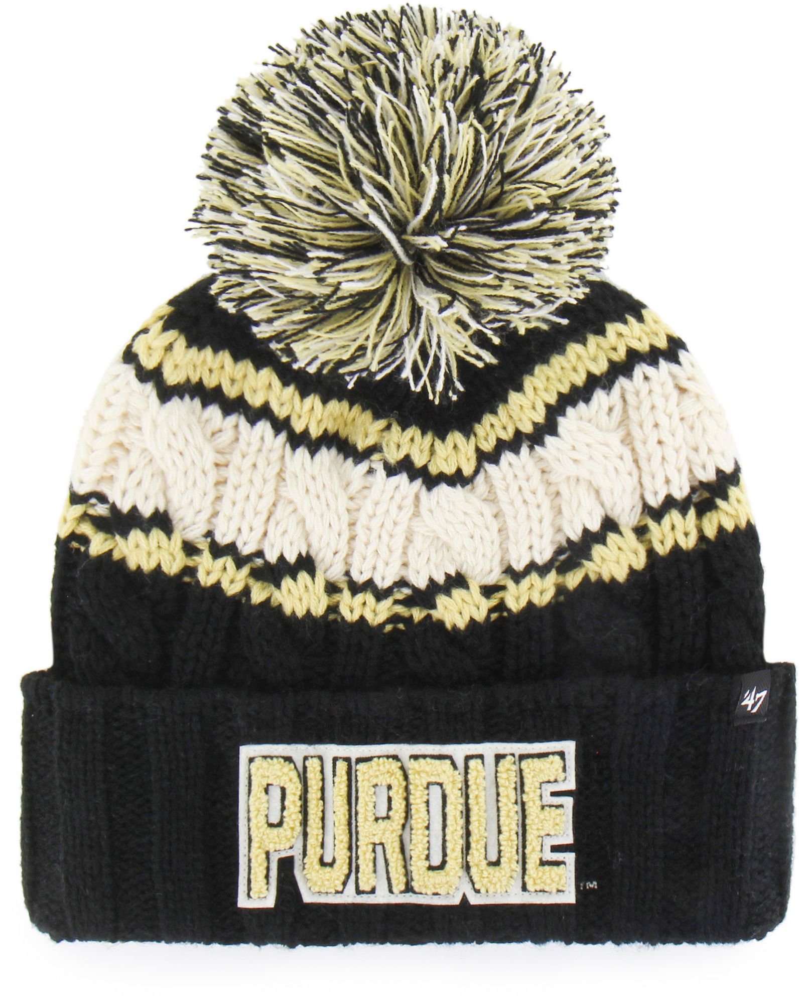 '47 Women's Purdue Boilermakers Black Emma Cuffed Knit Pom Beanie product image