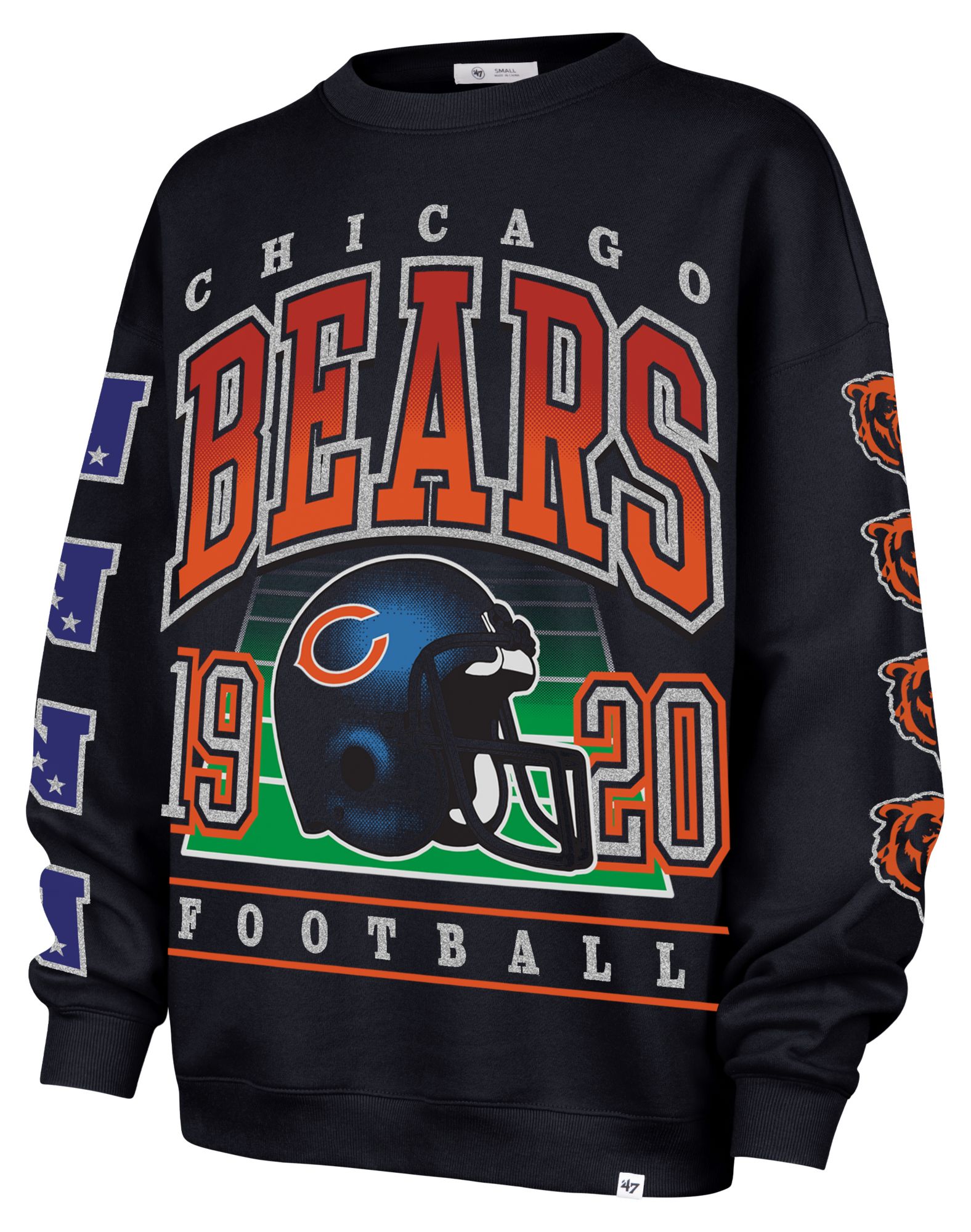 '47 Women's Chicago Bears Navy 'Go Big' Crew Pullover Sweatshirt product image