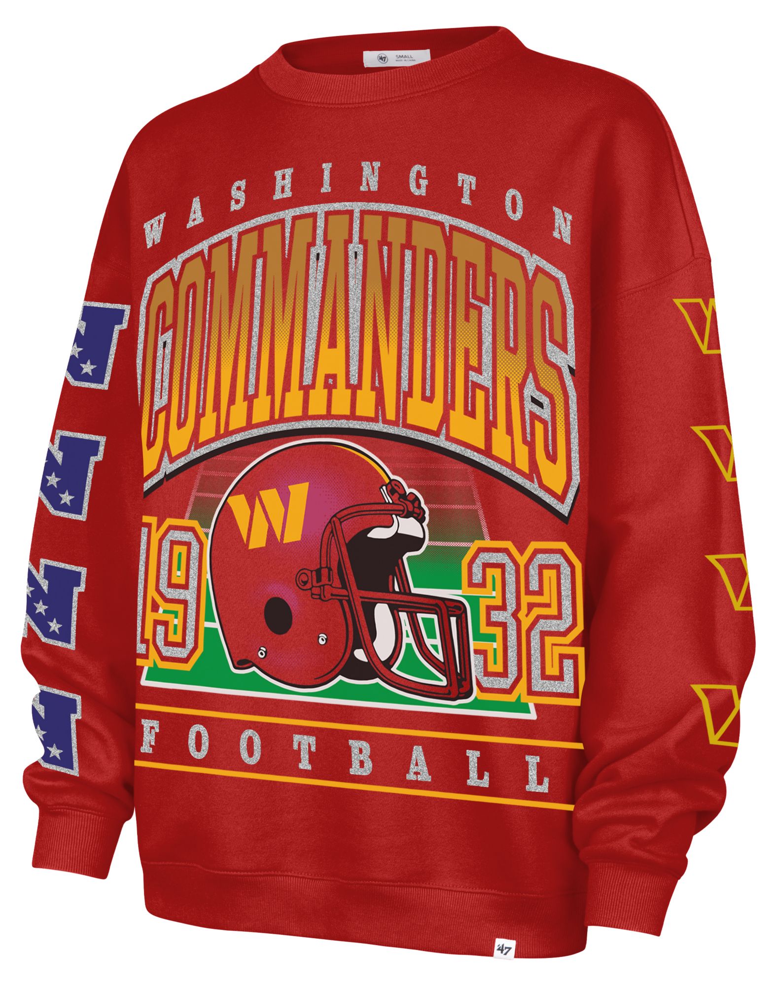 '47 Women's Washington Commanders Red 'Go Big' Crew Pullover Sweatshirt product image
