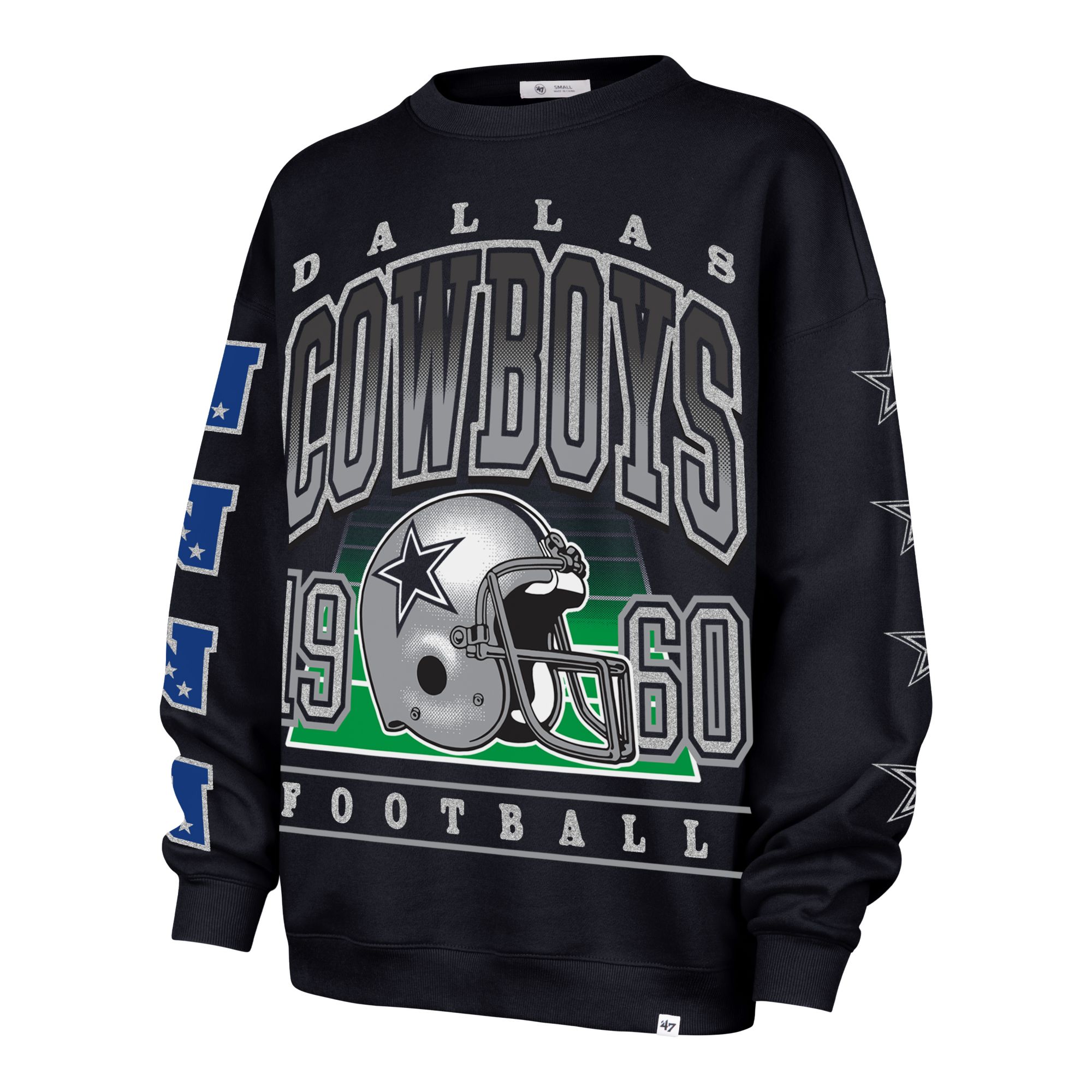 '47 Women's Dallas Cowboys Navy 'Go Big' Crew Pullover Sweatshirt product image