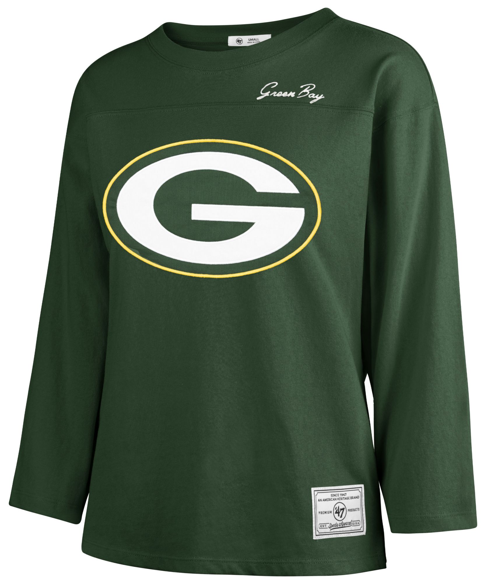 '47 Women's Green Bay Packers Green Timeless 3/4 Sleeve Shirt product image
