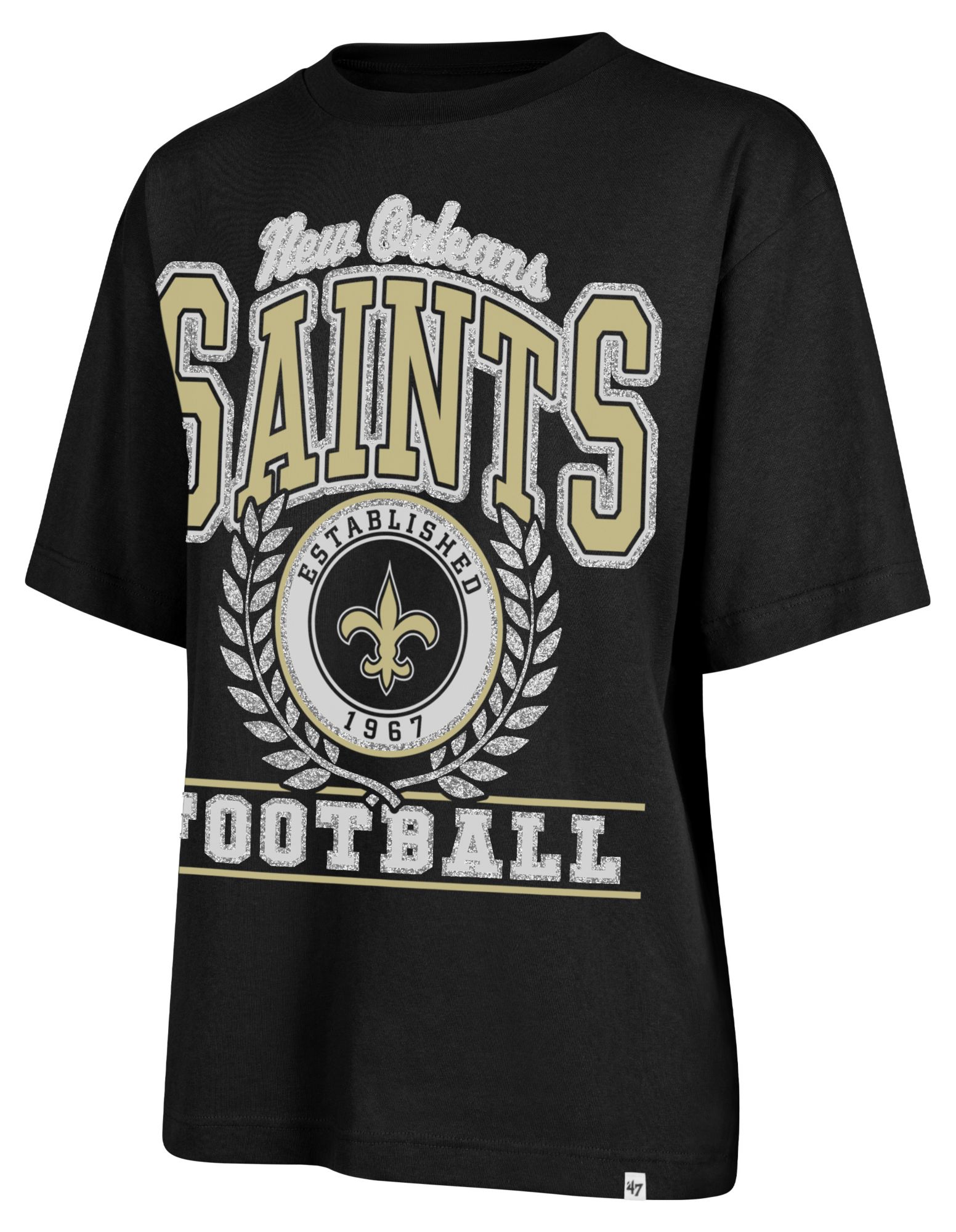'47 Women's New Orleans Saints Black Ring True Short Sleeve T-Shirt product image