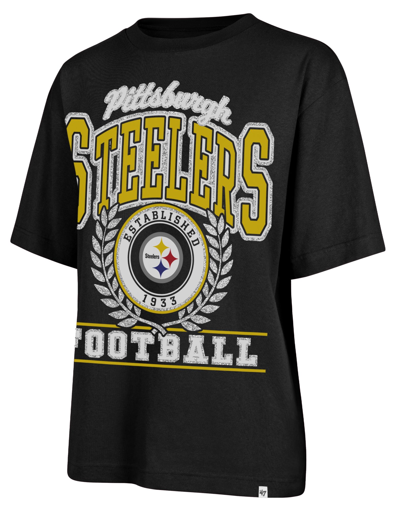 '47 Women's Pittsburgh Steelers Black Ring True Short Sleeve T-Shirt product image