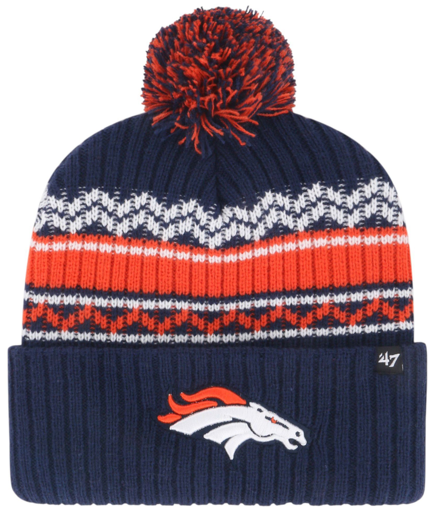'47 Youth Denver Broncos Navy Polar Vortex Cuffed Knit Pom Beanie product image