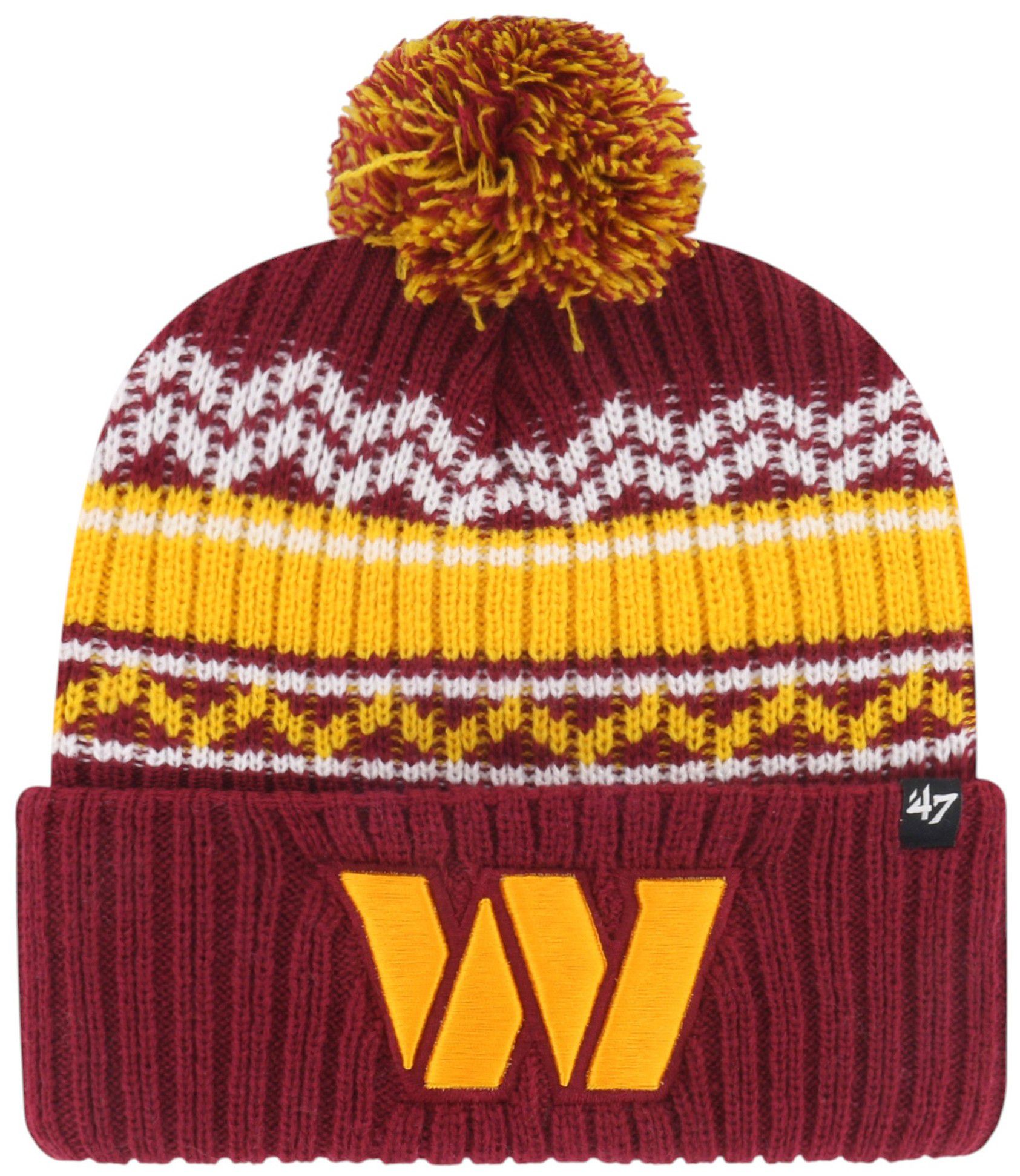 '47 Youth Washington Commanders Cardinal Polar Vortex Cuffed Knit Pom Beanie product image
