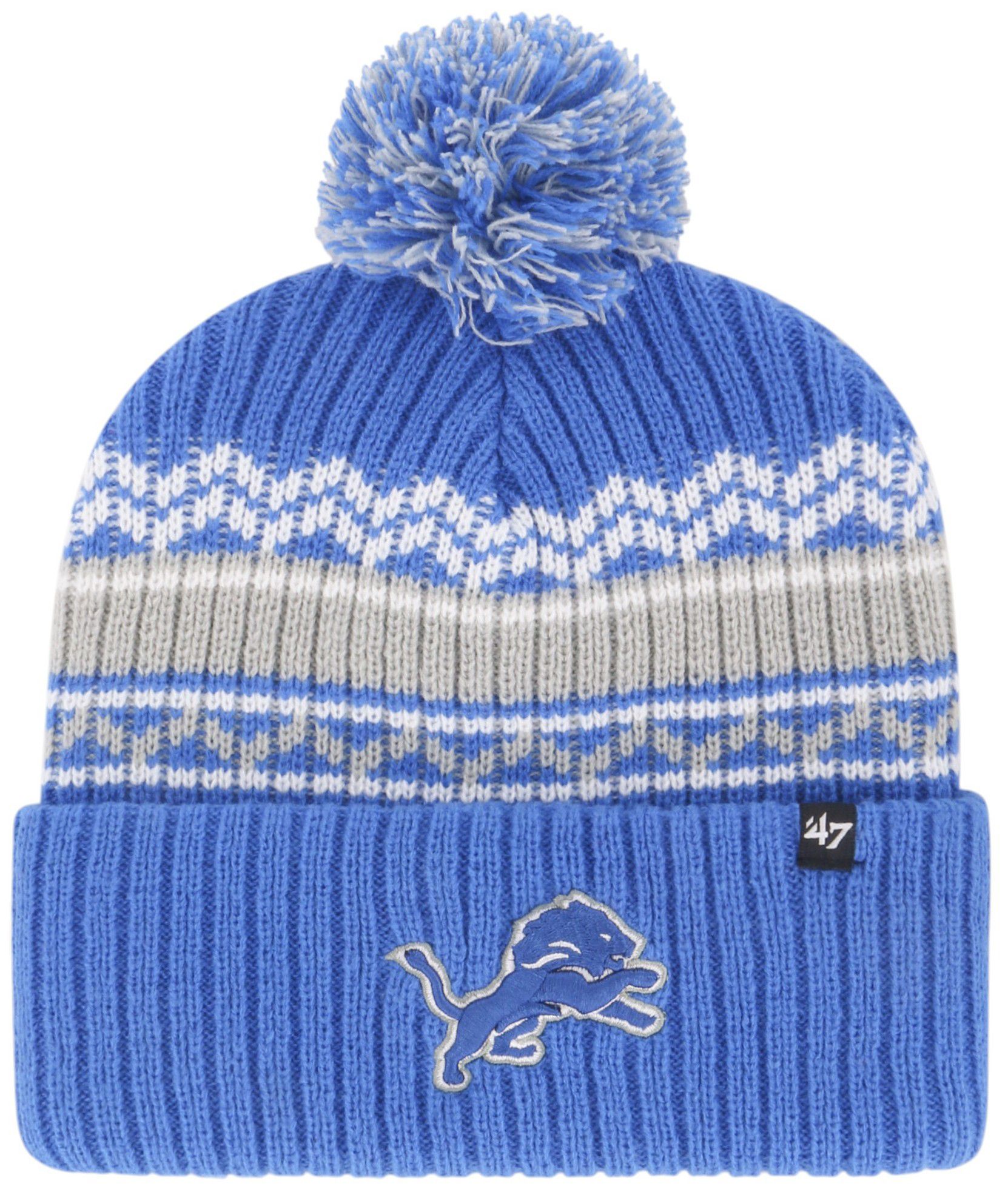 '47 Youth Detroit Lions Blue Polar Vortex Cuffed Knit Pom Beanie product image