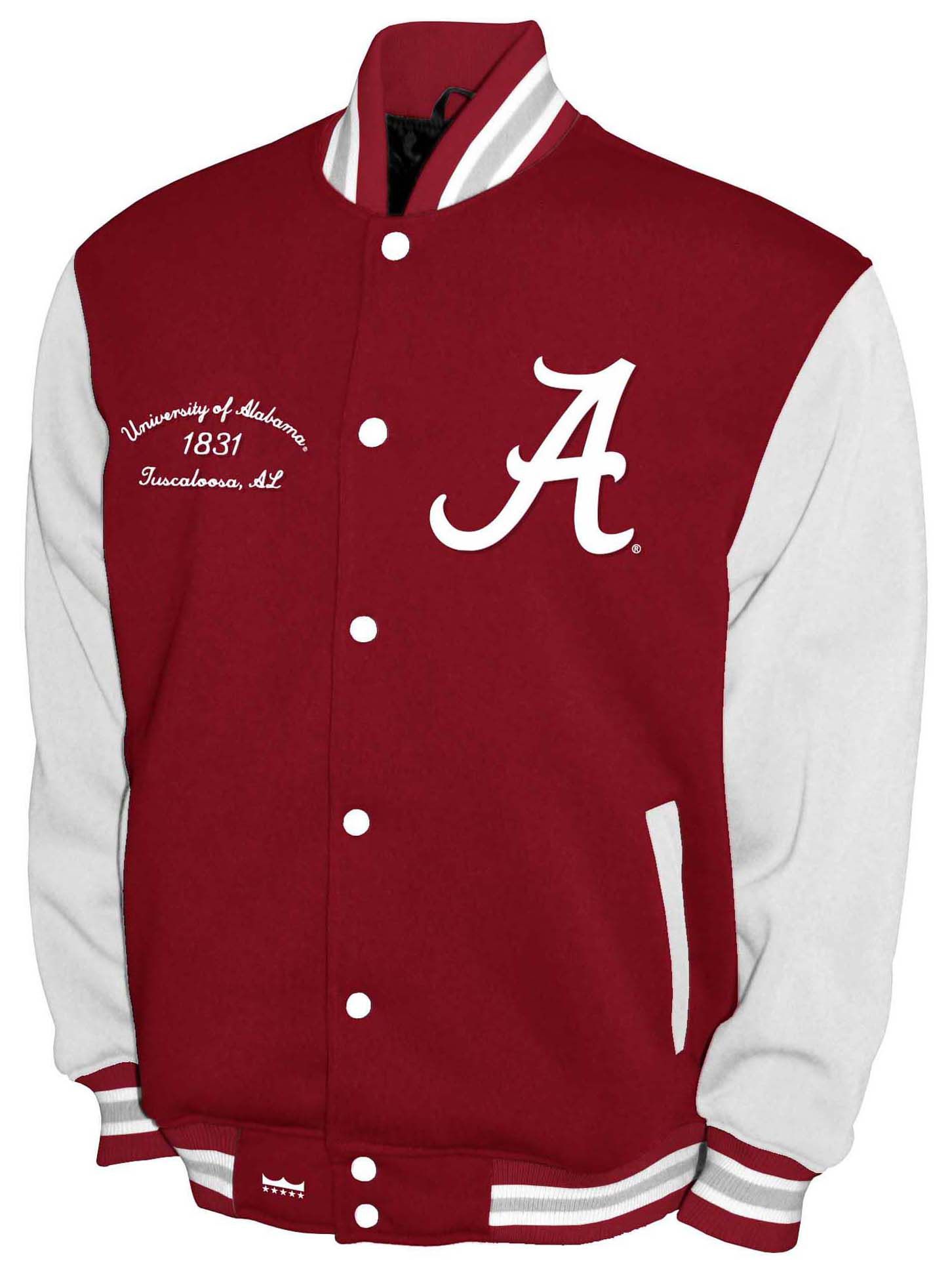 Franchise Club Men's Alabama Crimson Tide Cream Club Fleece Varsity Jacket product image