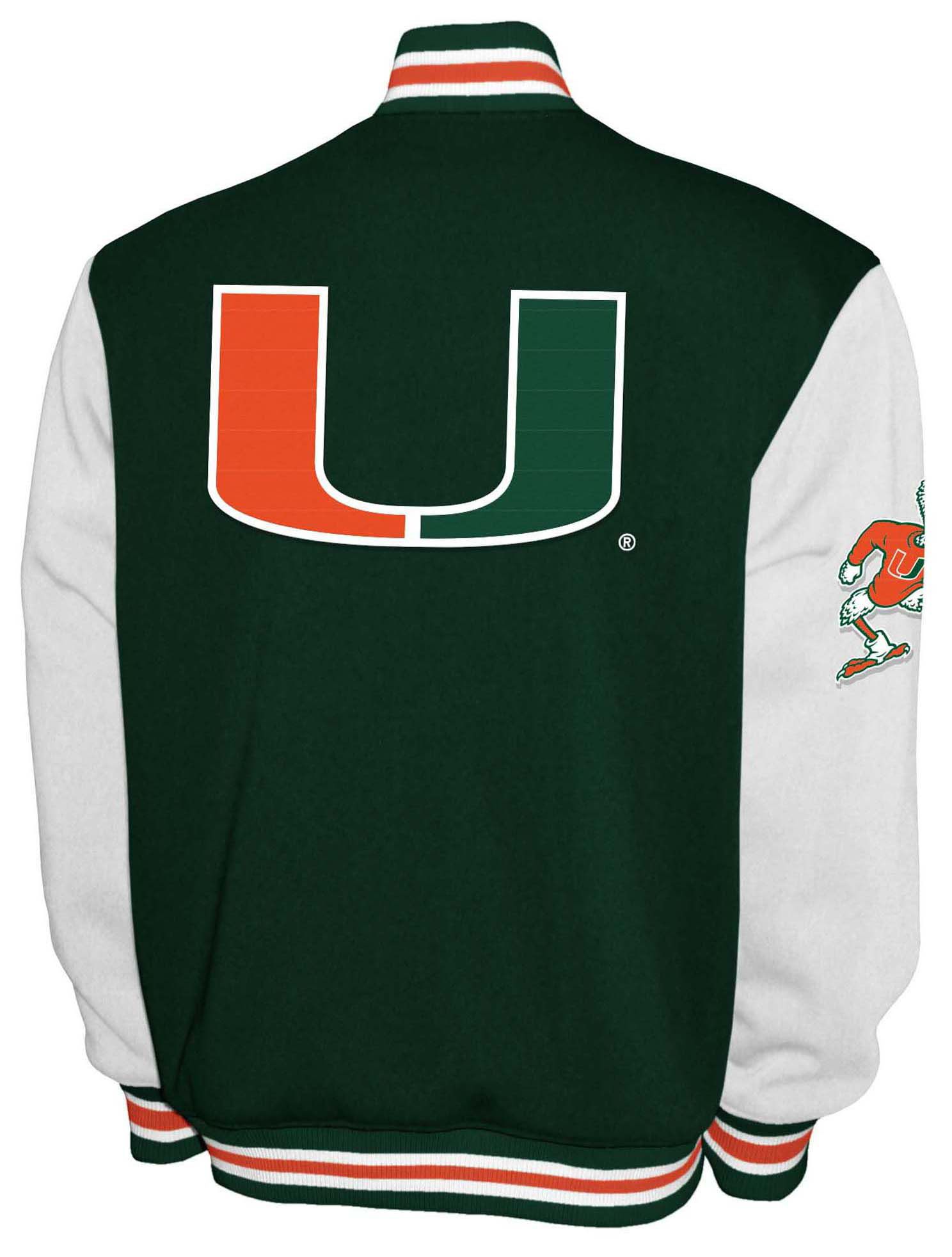 Franchise Club Men's Miami Hurricanes Green Club Fleece Varsity Jacket product image