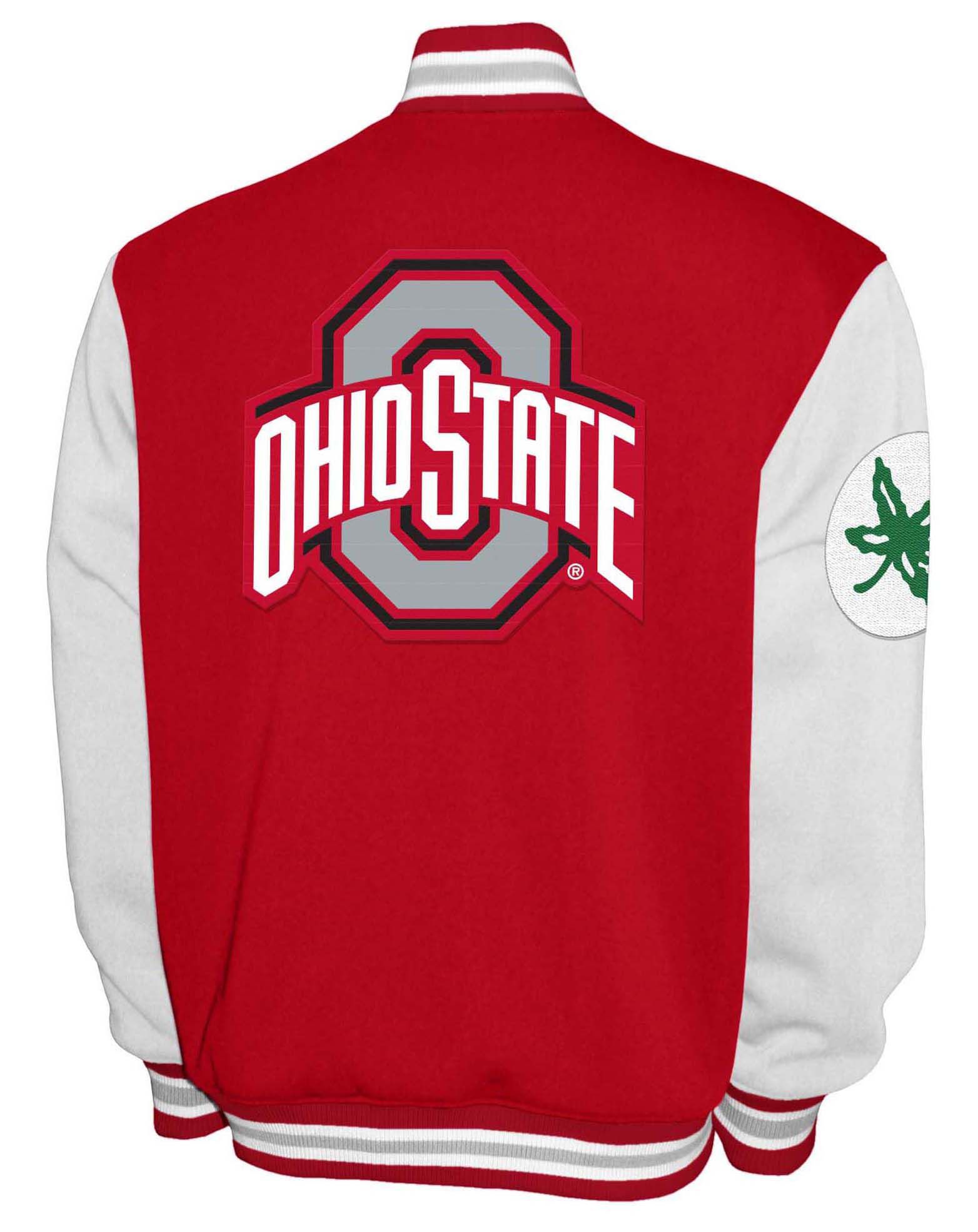 Franchise Club Men's Ohio State Buckeyes Red Club Fleece Varsity Jacket product image