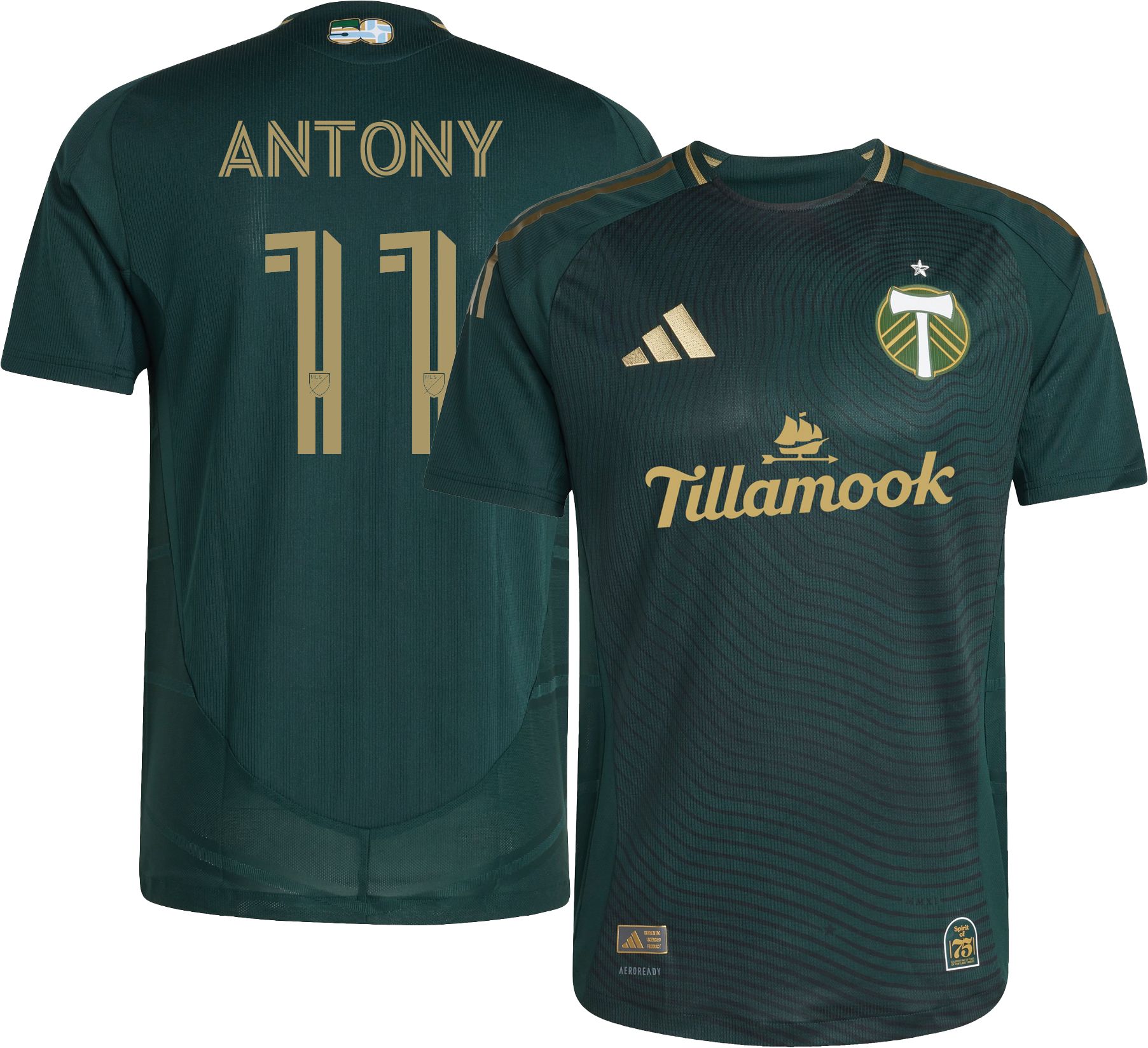 adidas Adult Portland Timbers Antony Alves Santos #11 2025 Primary Authentic Jersey product image