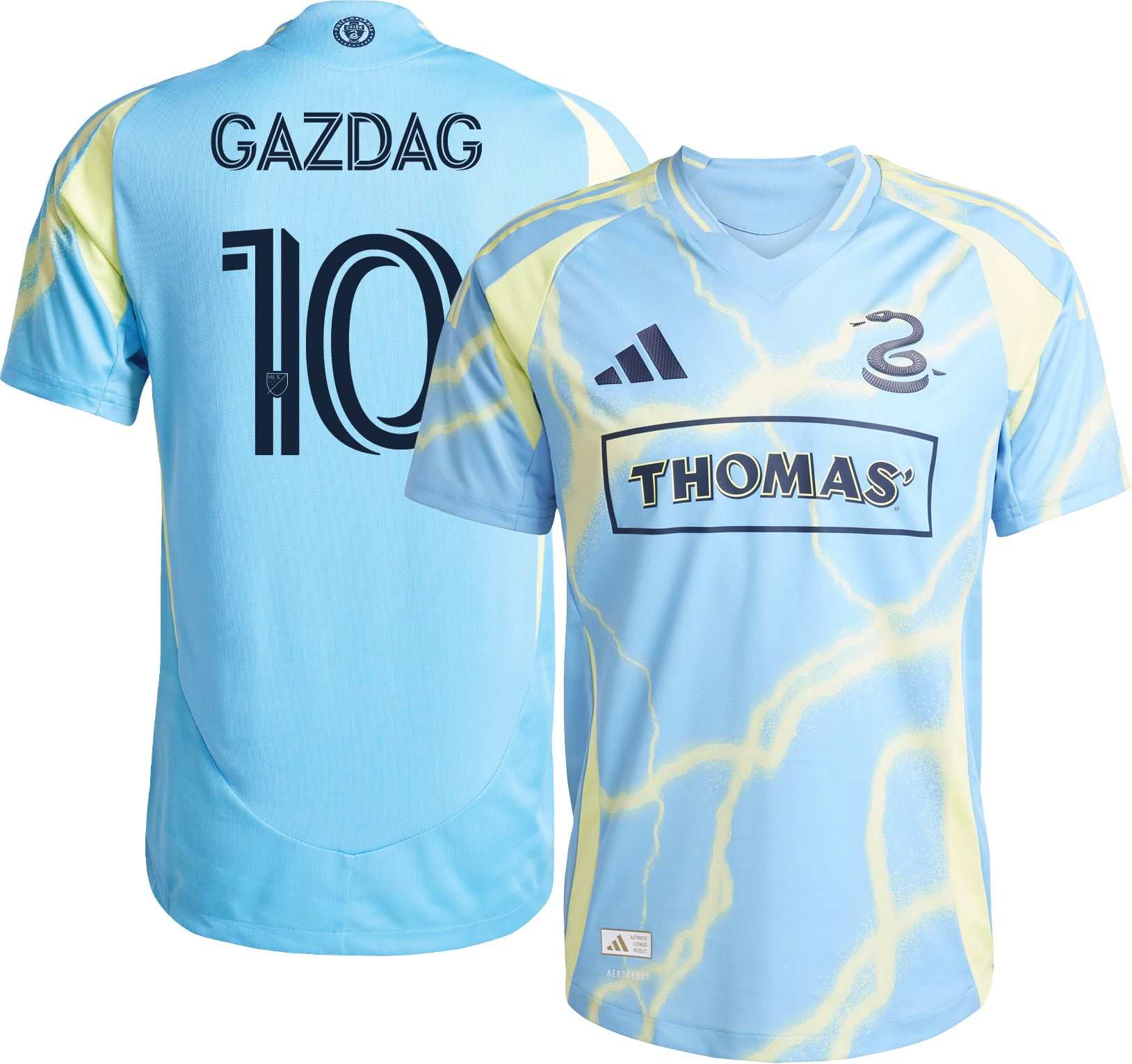 adidas Adult Philadelphia Union Daniel Gazdag #10 2025 Secondary Authentic Jersey product image