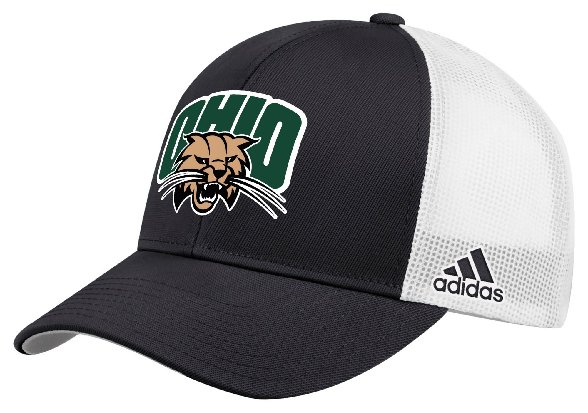 adidas Adult Ohio Bobcats Black Structured Mesh Trucker Hat product image