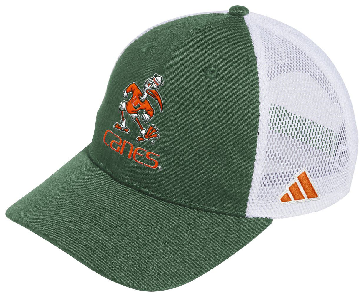 adidas Adult Miami Hurricanes Dark Green Hero Trucker Hat product image