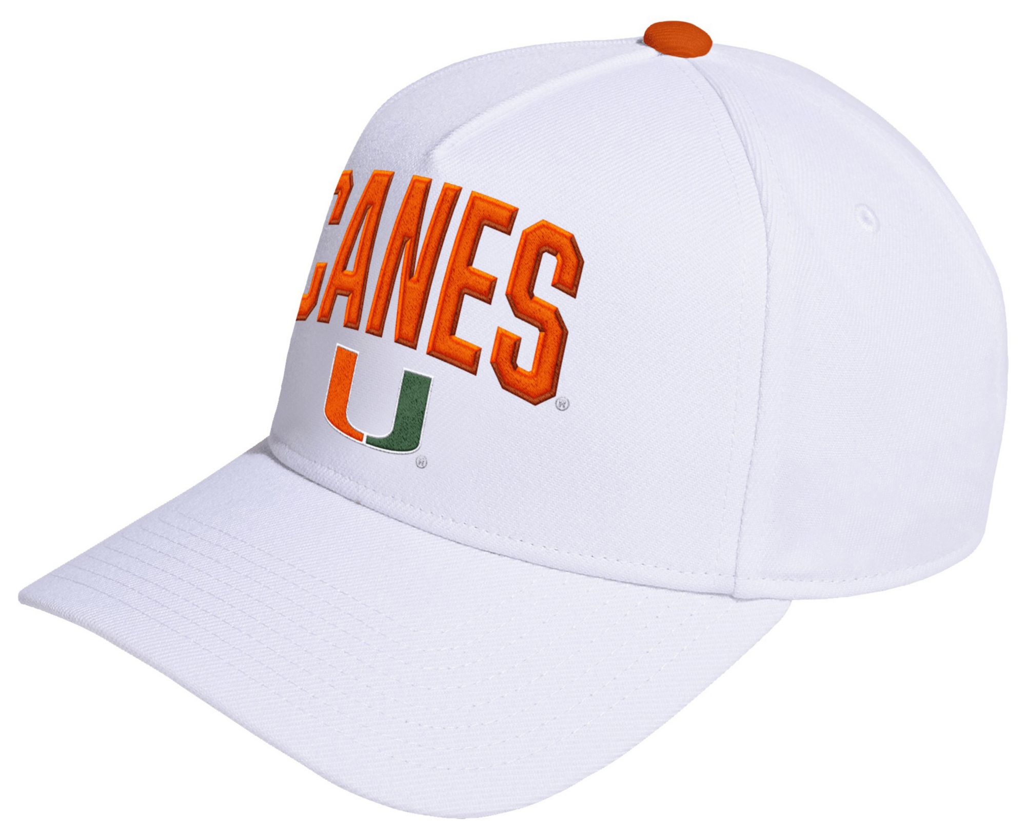 adidas Adult Miami Hurricanes White Locker Room A-Frame Adjustable Hat product image