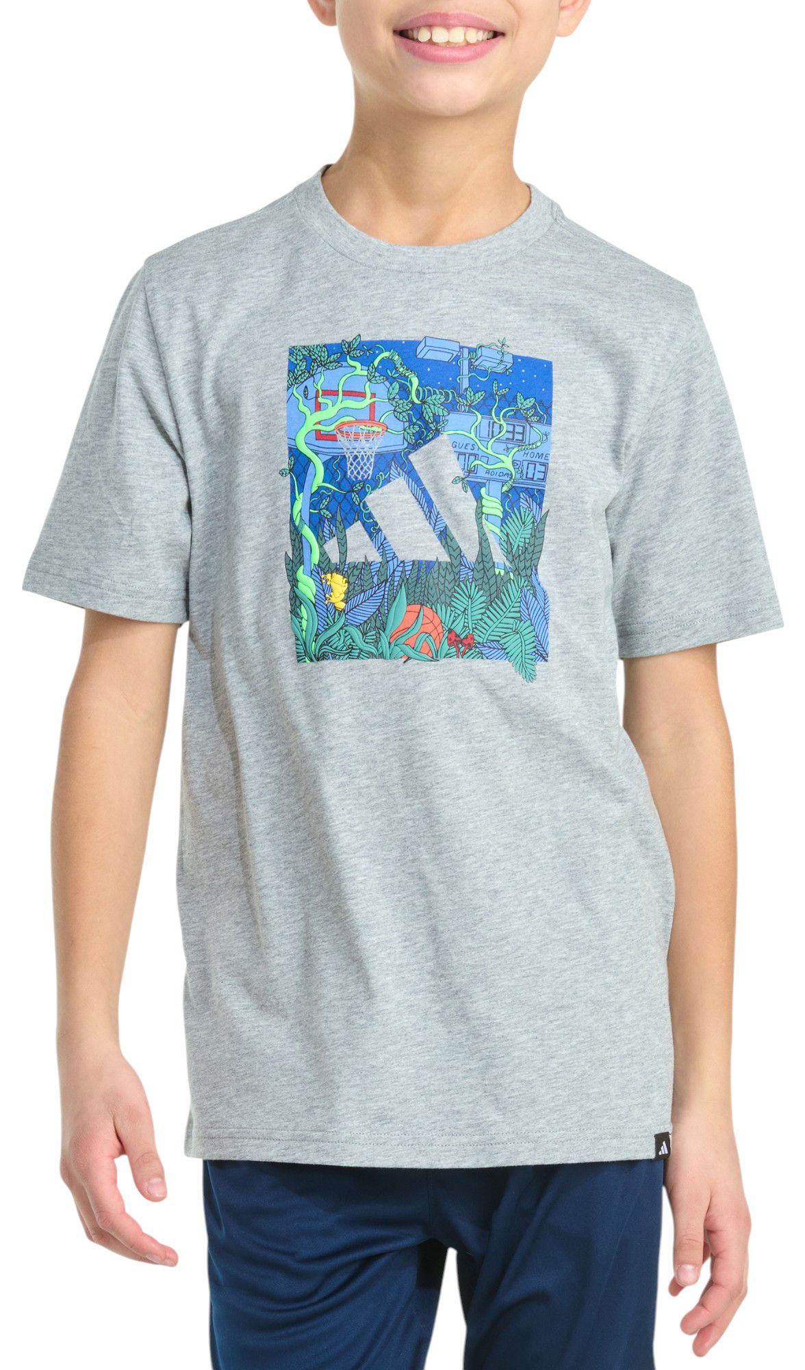 adidas Boys' Jungle Box Logo Heather Graphic T-Shirt product image
