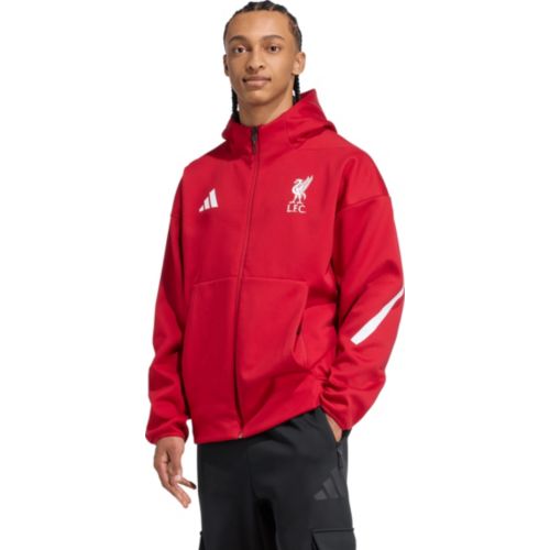 LIVERPOOL FC ジャージ adidas Men's Liverpool FC 2025-26 Red Home Team Logo Full-Zip