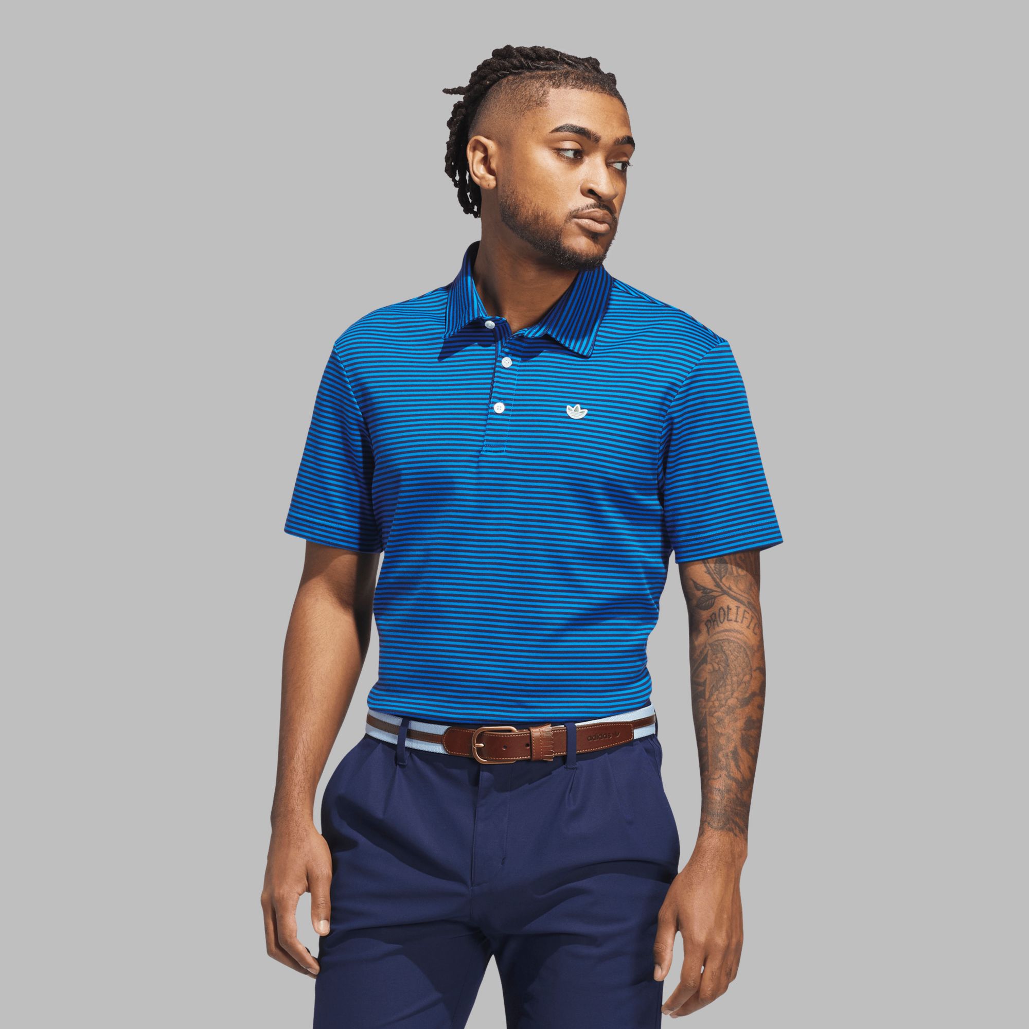adidas Originals Mens Short sleeve Striped Pique Golf Polo product image