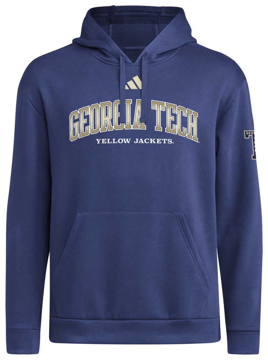 adidas Men's Georgia Tech Yellow Jackets Navy Strategy Fleece Pullover Hoodie product image