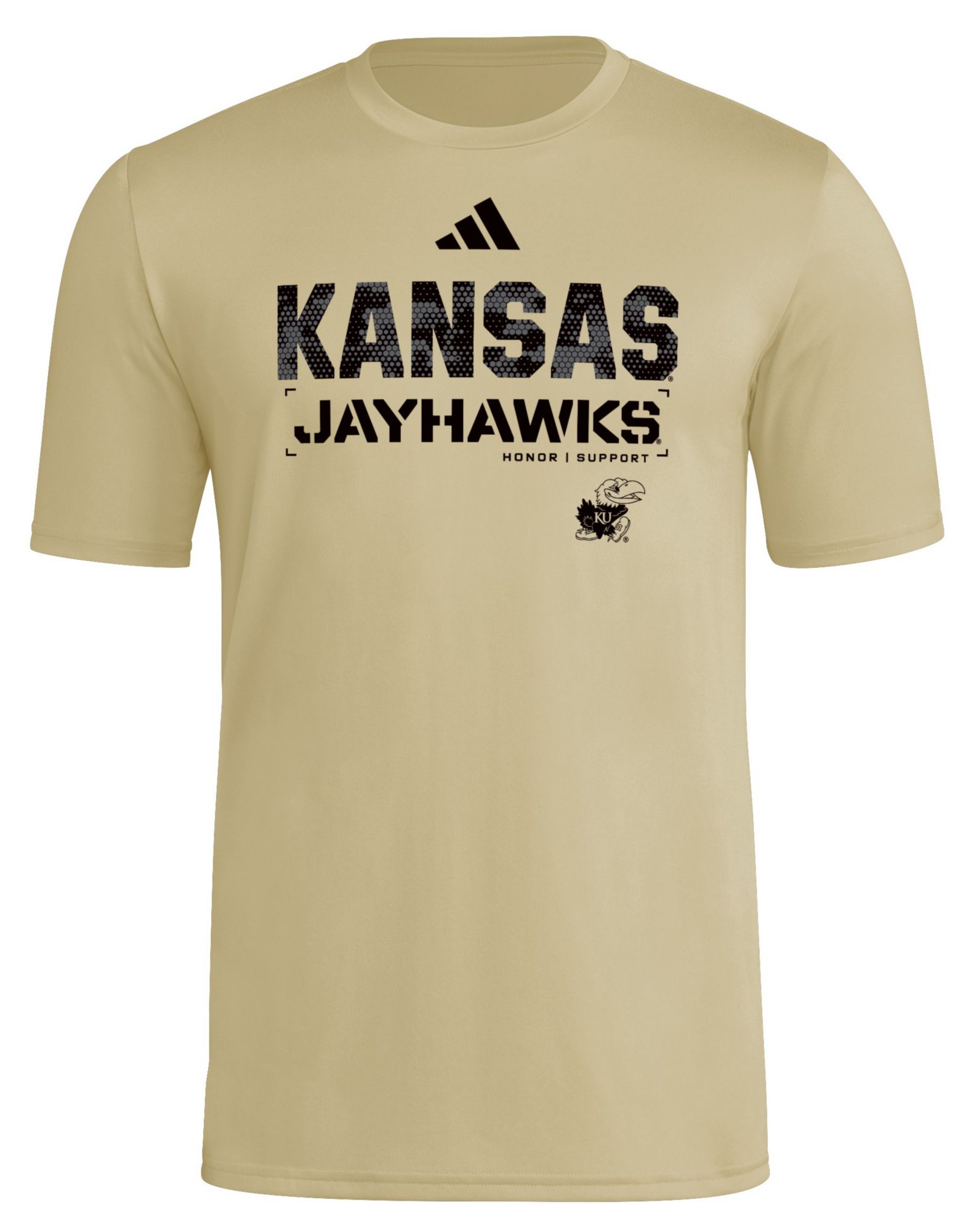 adidas Men's Kansas Jayhawks 2025 Honor and Support Light Beige T-Shirt product image