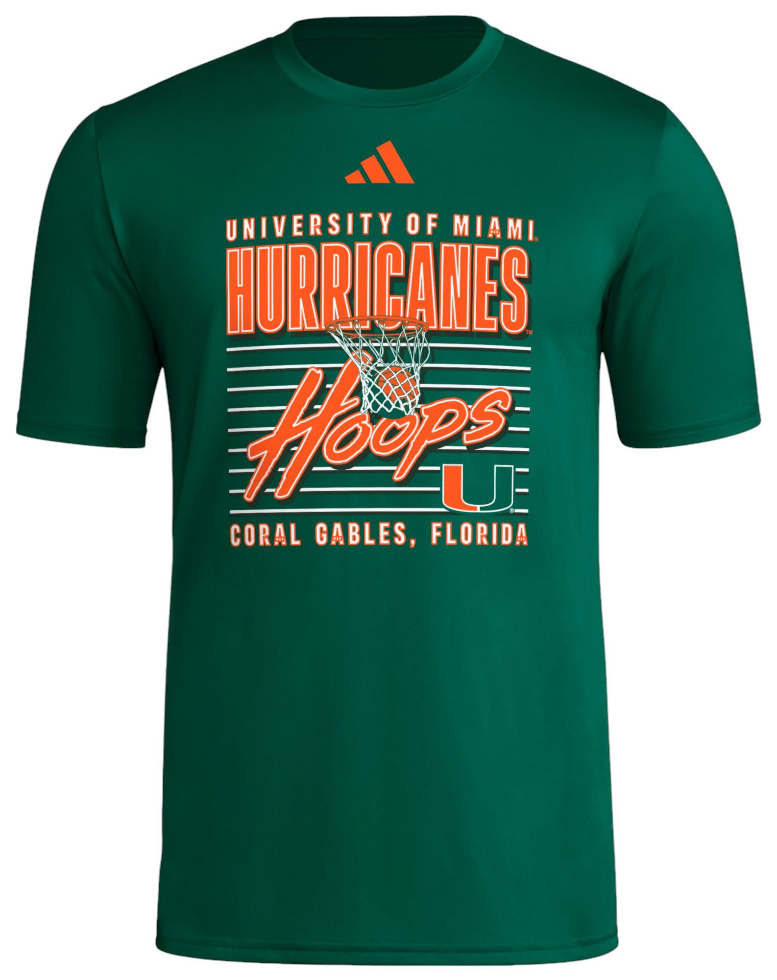adidas Men's Miami Hurricanes Green Pregame T-Shirt product image