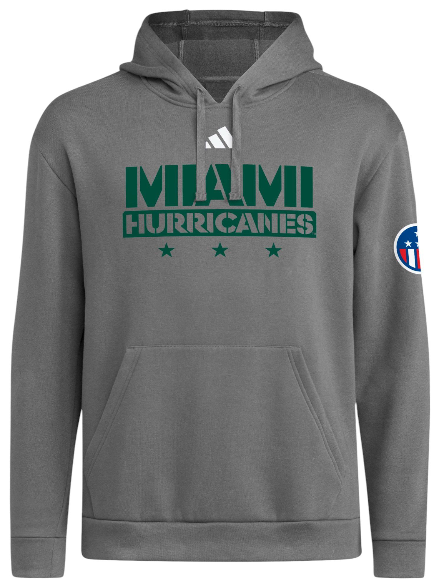 adidas Men's Miami Hurricanes Grey Fleece Hoodie product image