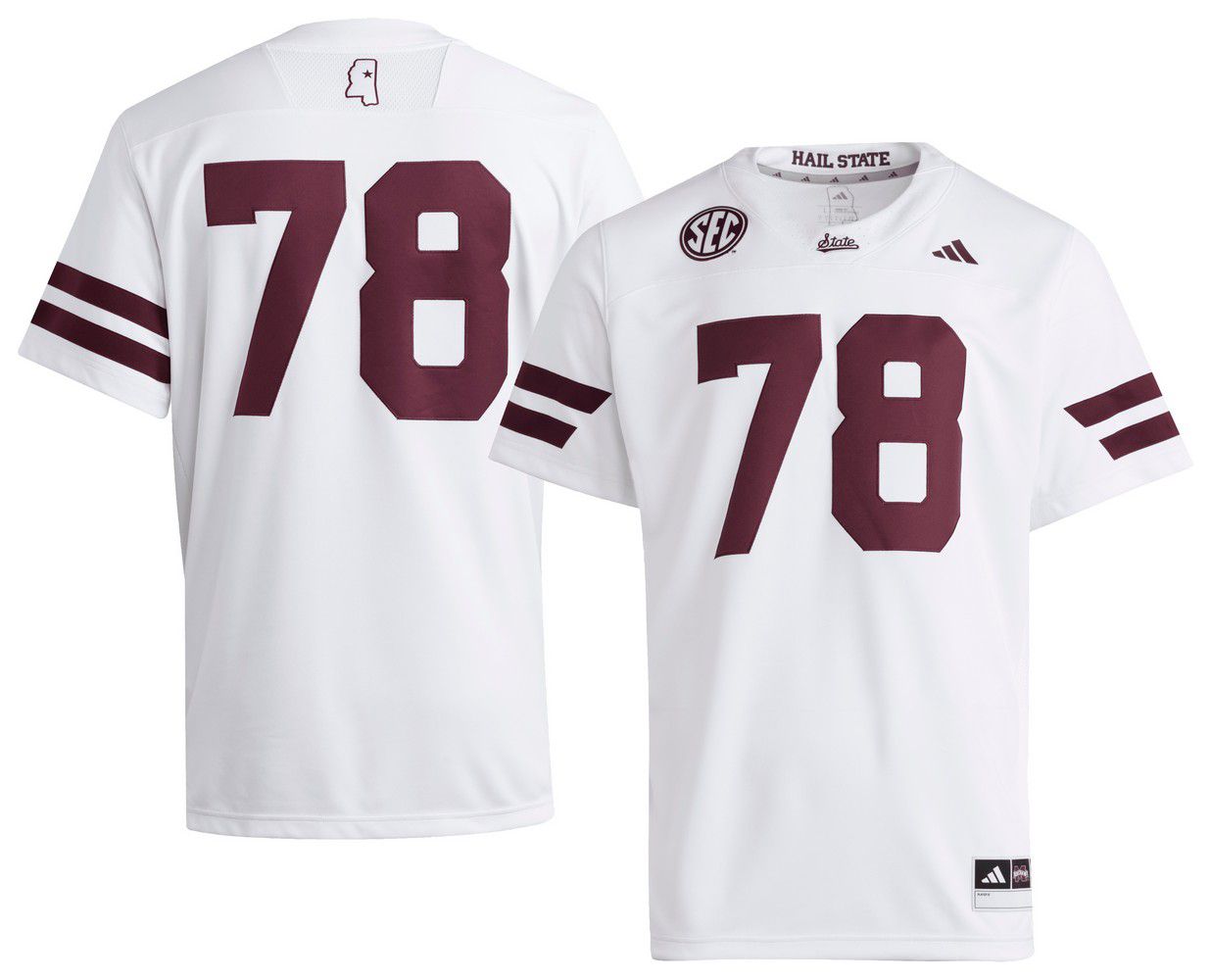adidas Men's Mississippi State Bulldogs White Premier Road Replica Jersey product image