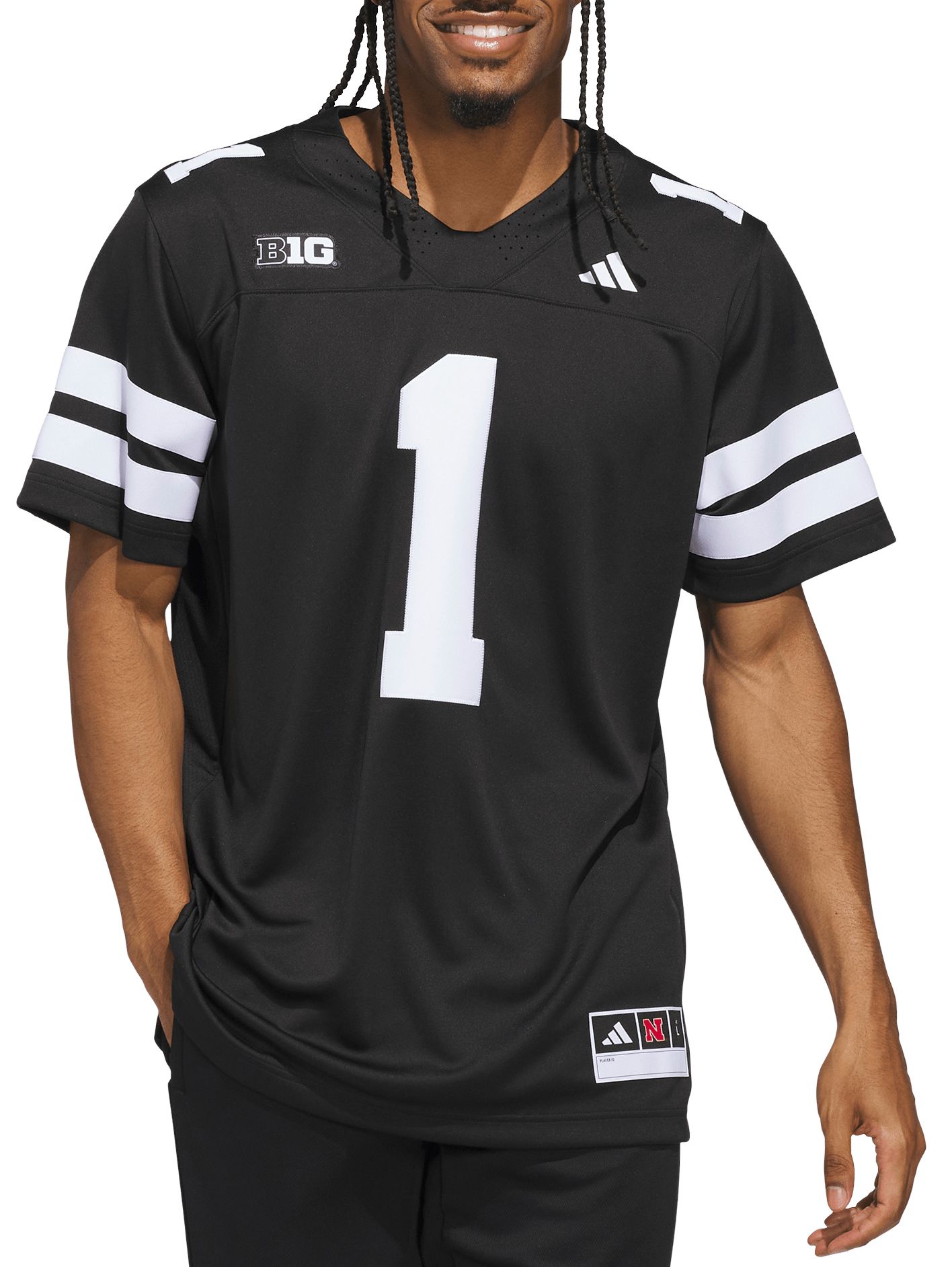 adidas Men's Nebraska Cornhuskers Black Strategy Blackout Alternate Jersey product image