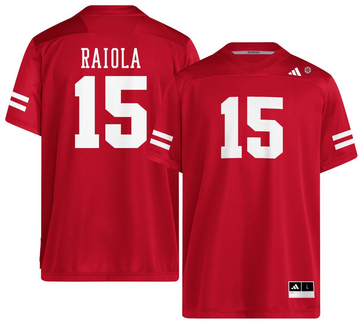 adidas Men's Nebraska Cornhuskers Dylan Raiola #15 Red Replica Football Jersey product image