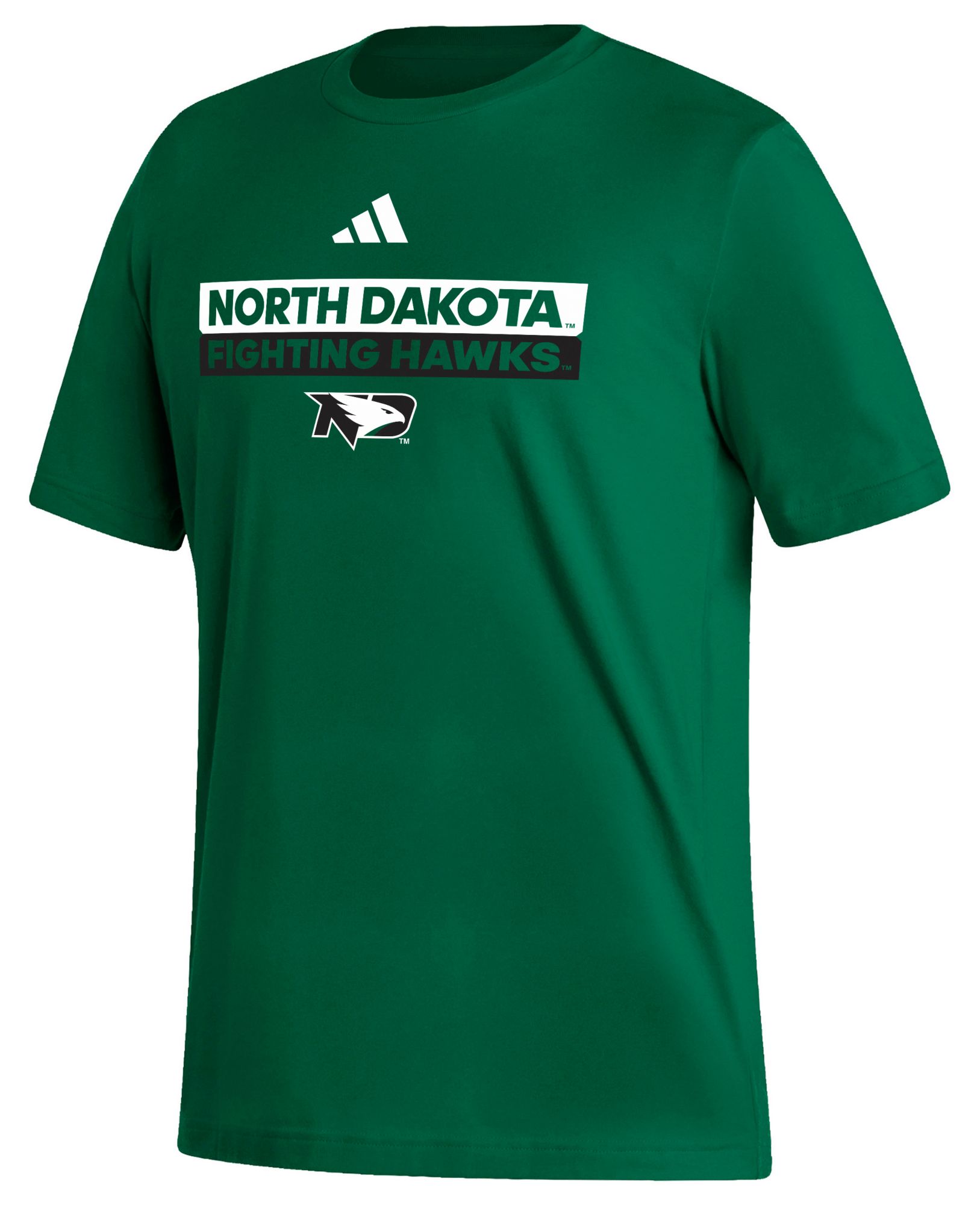 adidas Men's North Dakota Fighting Hawks Green Fresh Training Short Sleeve T-Shirt product image
